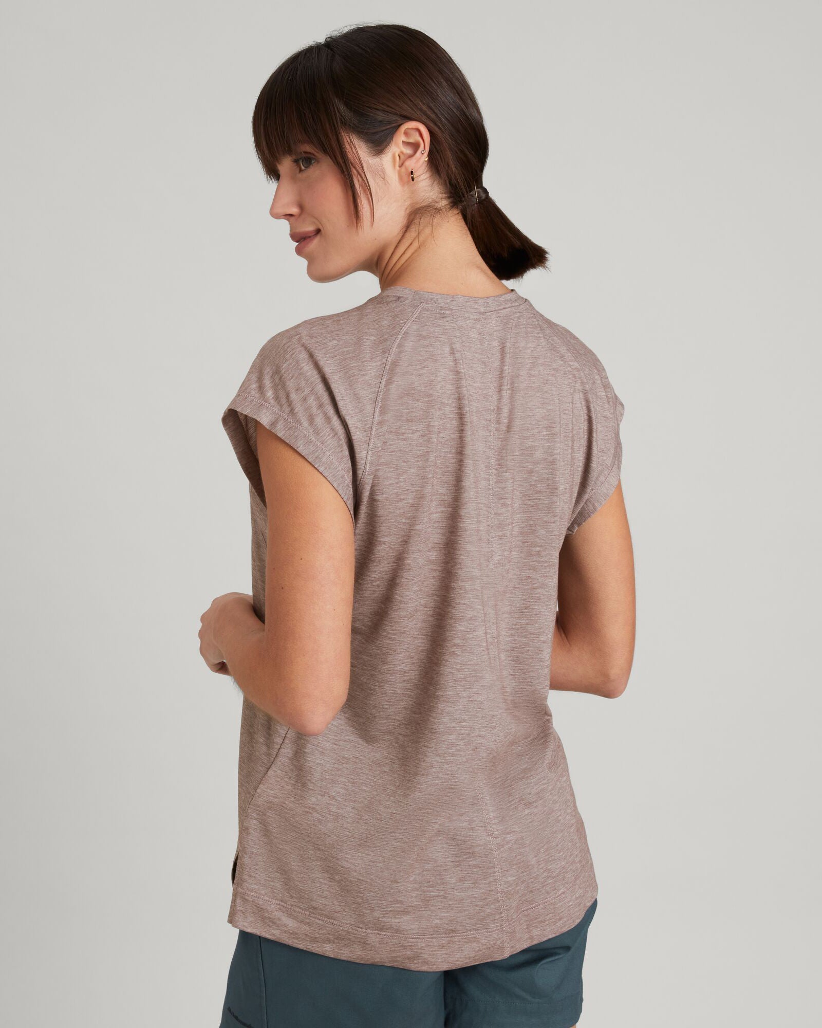 WELL.DER.NESS Women's Short Sleeve T-Shirt - Soft Comfortable Casual Tee in Taupe for Everyday Wear, Gym, and Outings