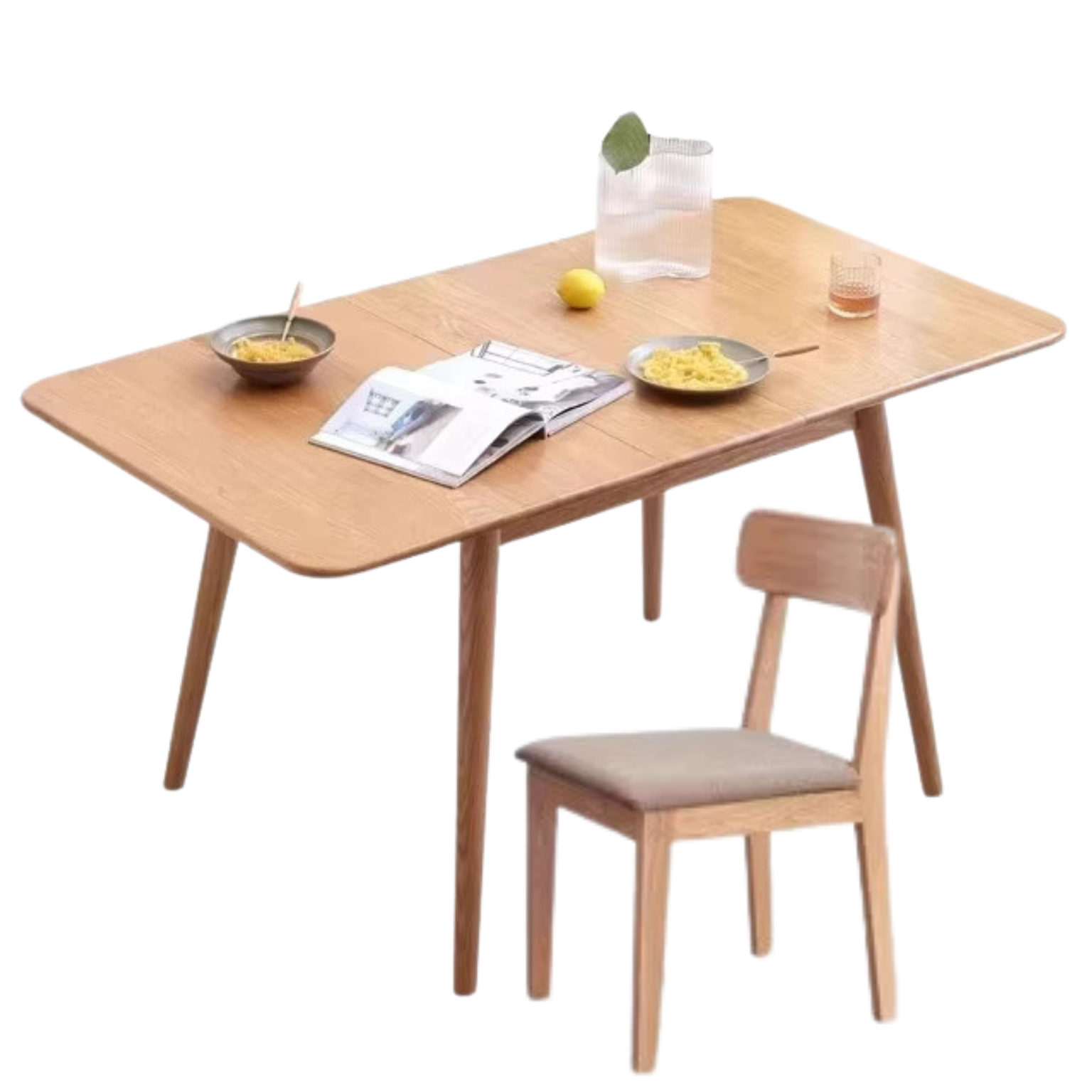 Solid Oak Wood Extendable Folding Dining Table - Space Saving Expandable Table for Small Spaces, Kitchen, Dining Room & Apartment Living