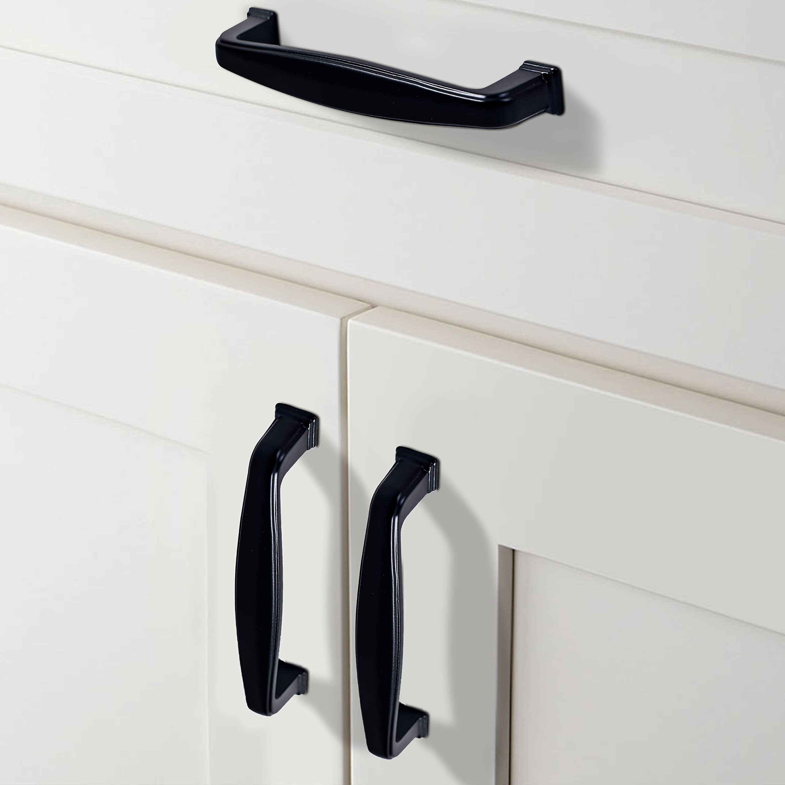 8 Pack Matte Black Kitchen Cabinet Handles - 4.2 Inch Drawer Pulls for Cabinets, Dressers & Bathroom Doors (3-4/5