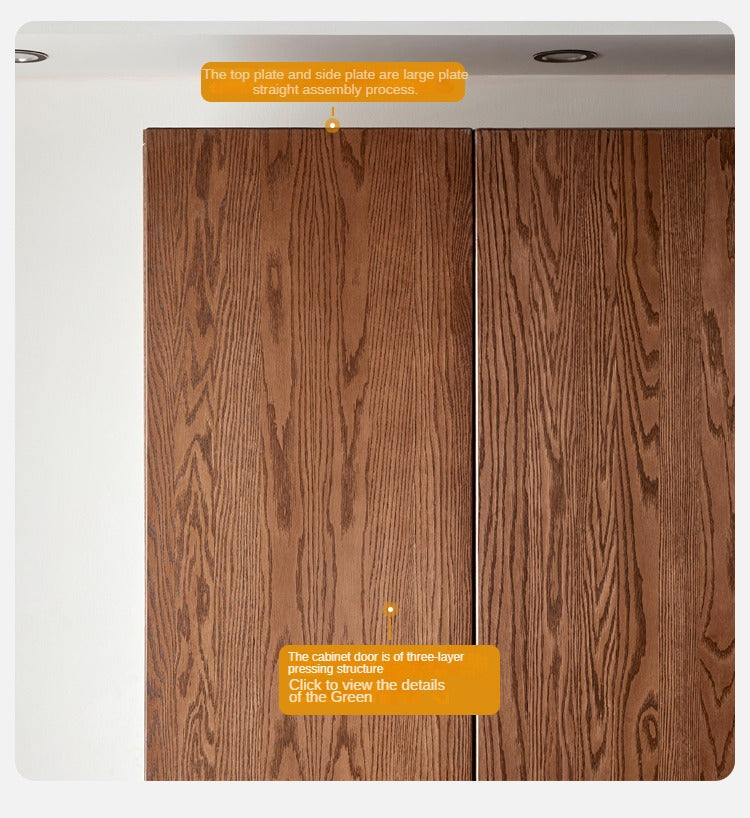 Solid Oak Wood Wardrobe - Spacious & Durable Closet Organizer for Bedroom, Living Room, or Walk-In Closet Storage