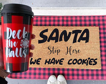Santa Stop Here We Have Cookies - Christmas Holiday Decor for Fireplace Mantel & Front Door - Perfect for Xmas Party & Home Decoration