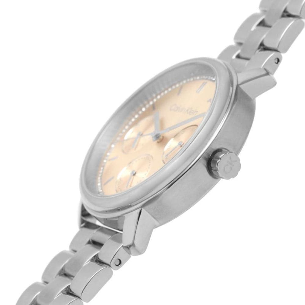 Calvin Klein Women's Chronograph Watch with Pink Dial & Silver Stainless Steel Strap - Model 25200176 | Perfect for Office, Party & Everyday Wear