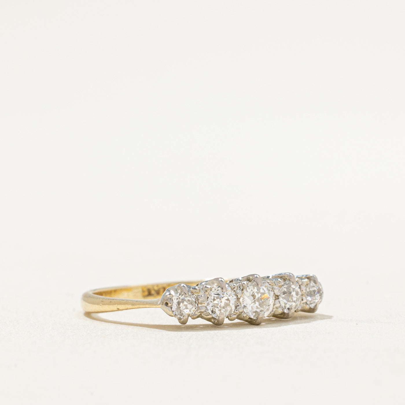 Vintage 0.53ctw Old European Cut Diamond Ring - Size 6.75 | Antique Five Stone Engagement Ring for Women | Perfect for Weddings, Anniversaries & Special Occasions