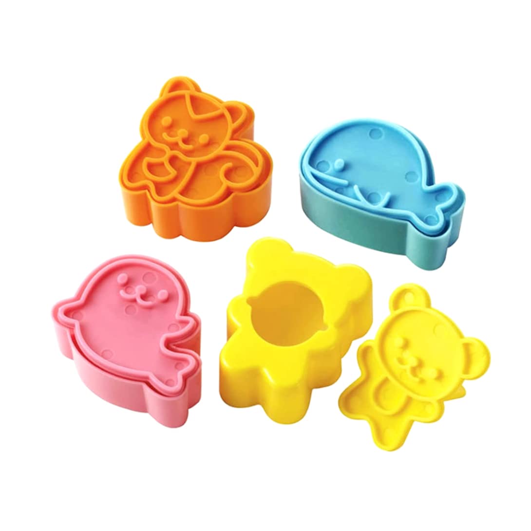 5-Piece Sandwich Cutters Set - Cute Cartoon Bear, Dolphin & Sea Dog Bread Cutters & Sealers for Kids | Perfect for School Lunch Bento, Birthday Parties & Picnics