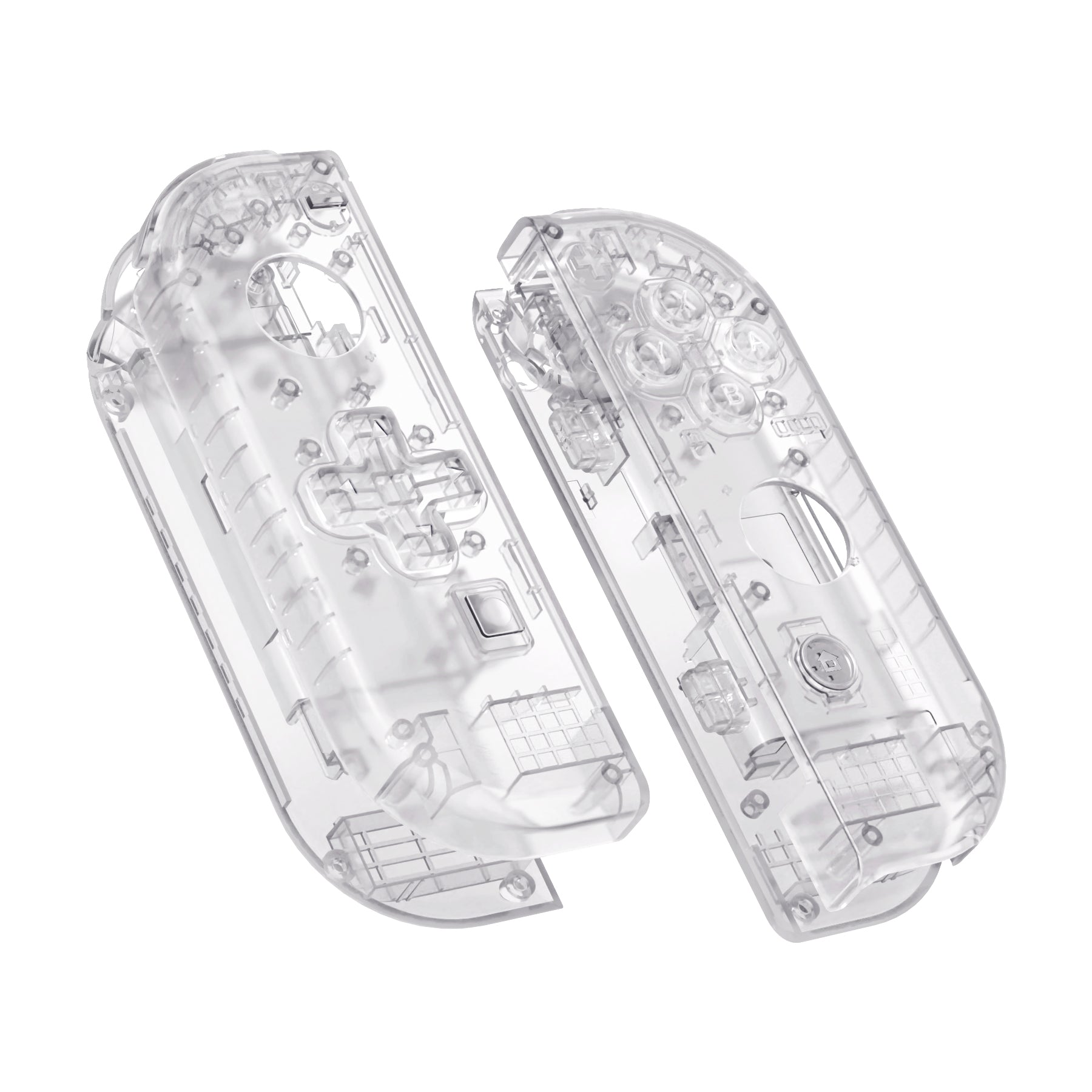 eXtremeRate Clear Transparent Joycon Controller Housing with D-Pad & Full Button Set - DIY Replacement Shell for Nintendo Switch JoyCon & OLED JoyCon (Console Not Included) - Perfect for Gaming, Custom Mods & Controller Repair - JZM501