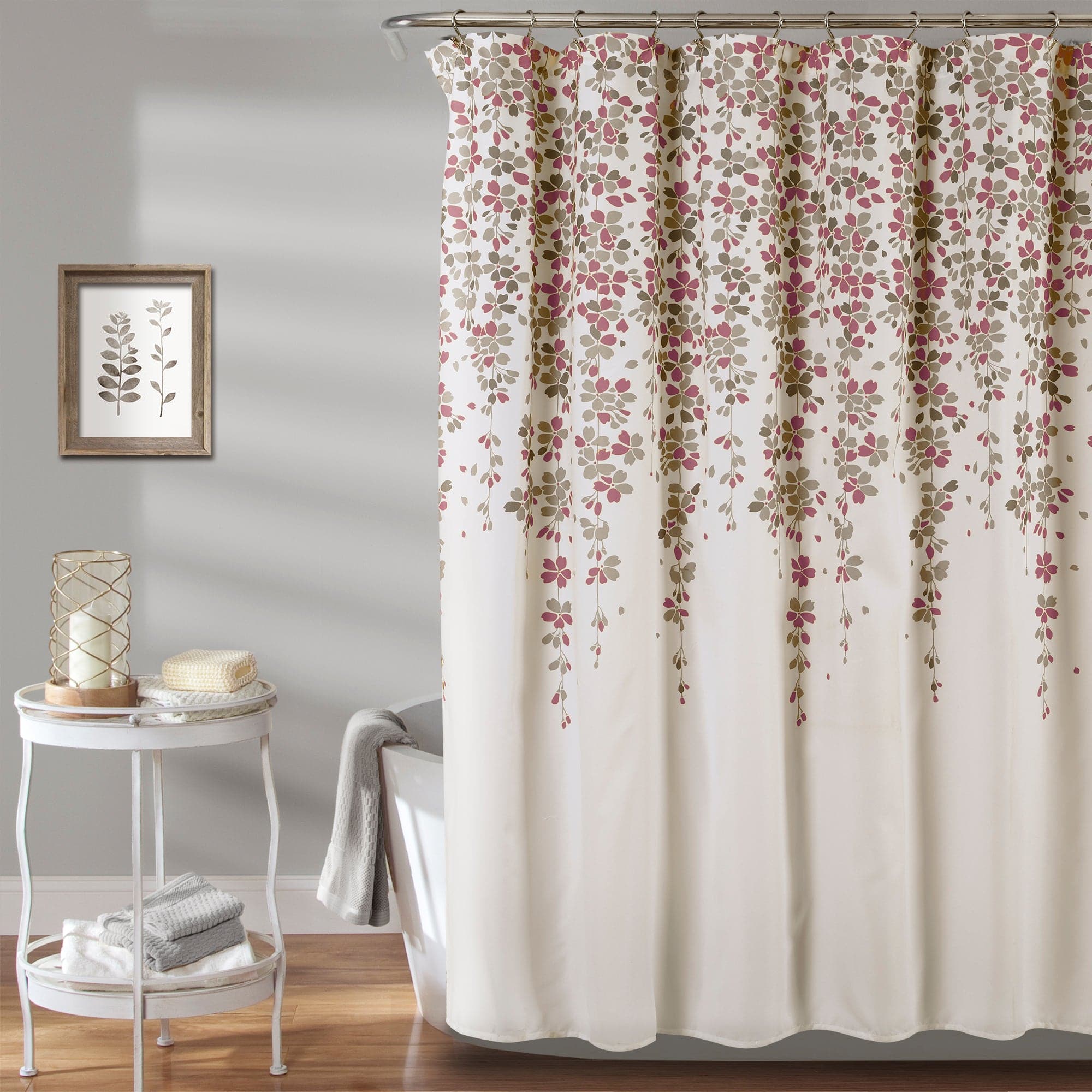 Elegant Weeping Flower Shower Curtain - Waterproof Bathroom Decor with Hooks - Perfect for Modern, Vintage, or Bohemian Style Bathrooms