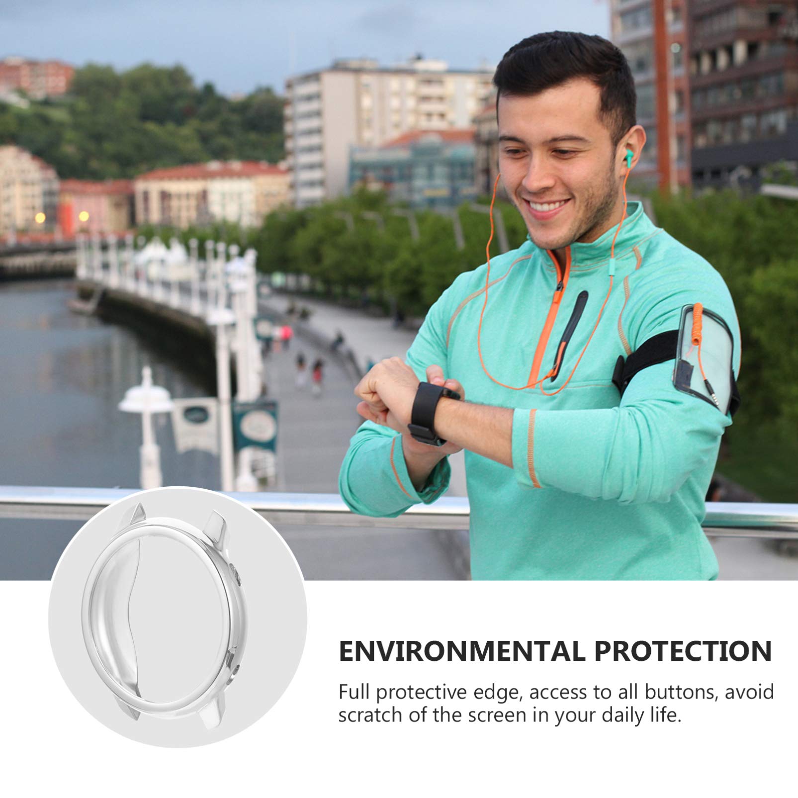 1PC Shockproof TPU Watch Case Cover Protector - Anti-Scratch Smart Watch Shell Accessory for Apple Watch/Samsung Galaxy Watch (Perfect for Sports, Work & Daily Use)
