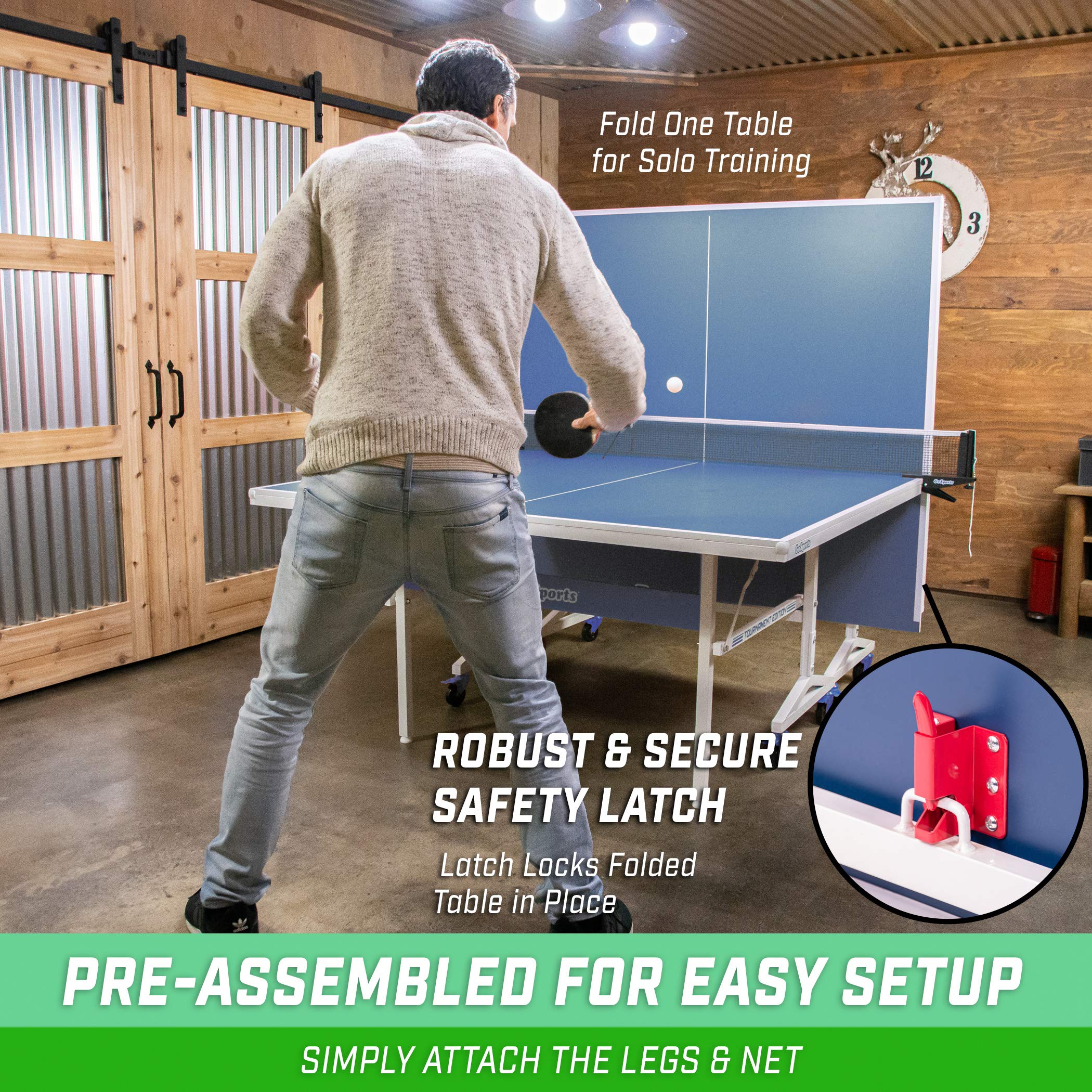 GoSports Premium Table Tennis Set for Indoor & Outdoor Play - Includes Regulation Net, 2 Pro Paddles, 3 Competition Balls & Carrying Case | Perfect for Backyard Games, Family Fun & Competitive Training