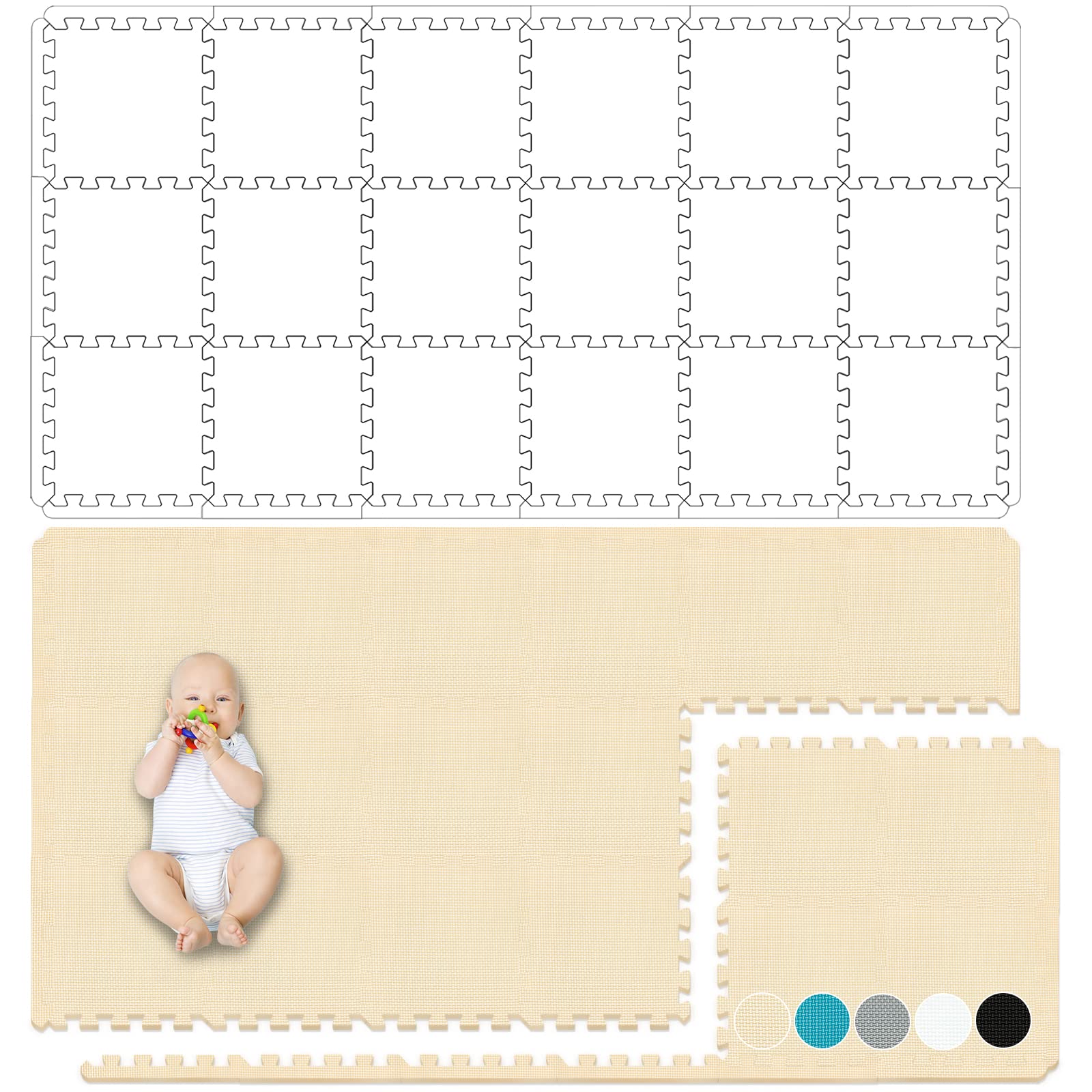 Yostrong® 18-Piece EVA Foam Play Mat for Babies - Non-Toxic Crawling & Gym Floor Tiles for Home Playroom