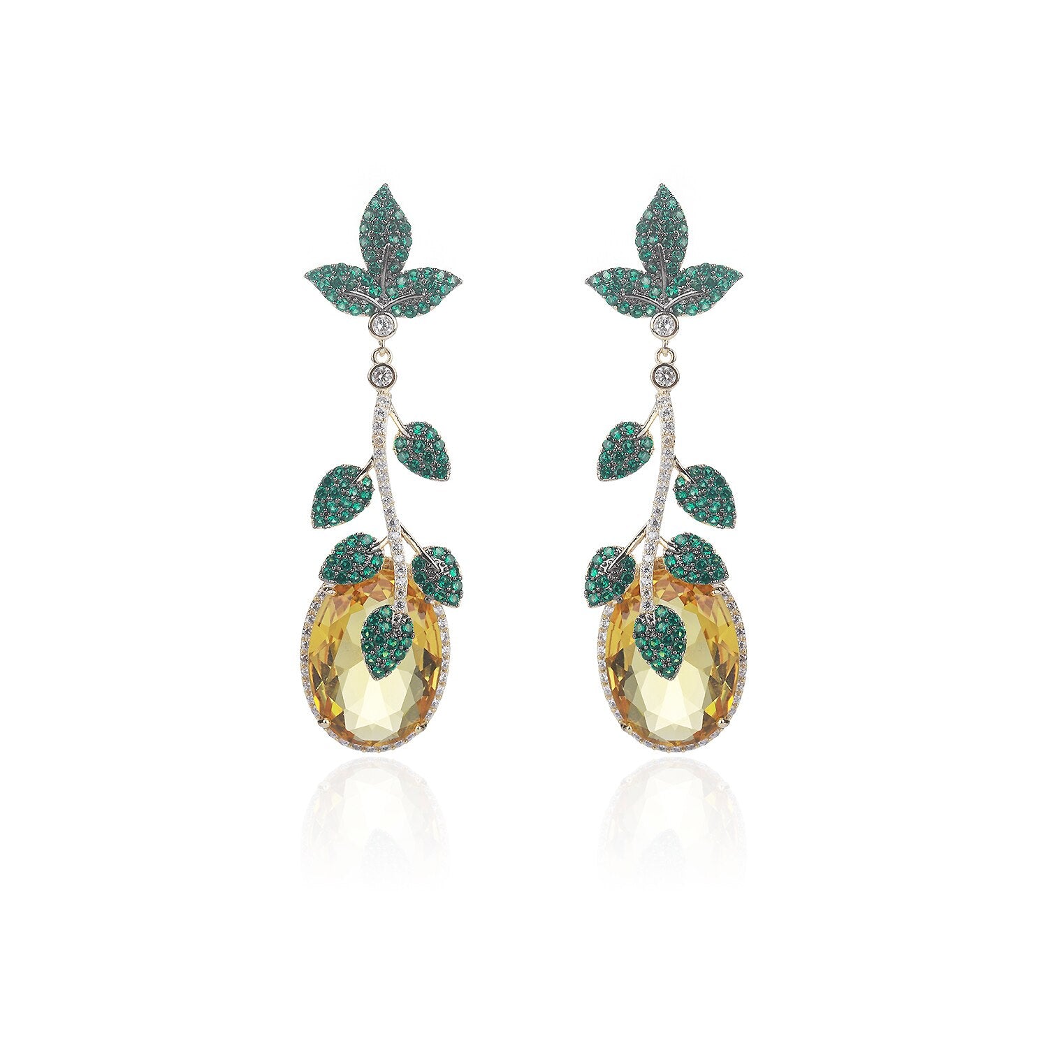 Cubic Zirconia CZ Leaf Earrings for Wedding, Bridal Crystal Flower Dangle Earrings - Perfect for Brides, Women's Birthday Party & Special Occasion Jewelry Gift CE11117 | Elegant Accessories for Weddings, Anniversaries and Formal Events