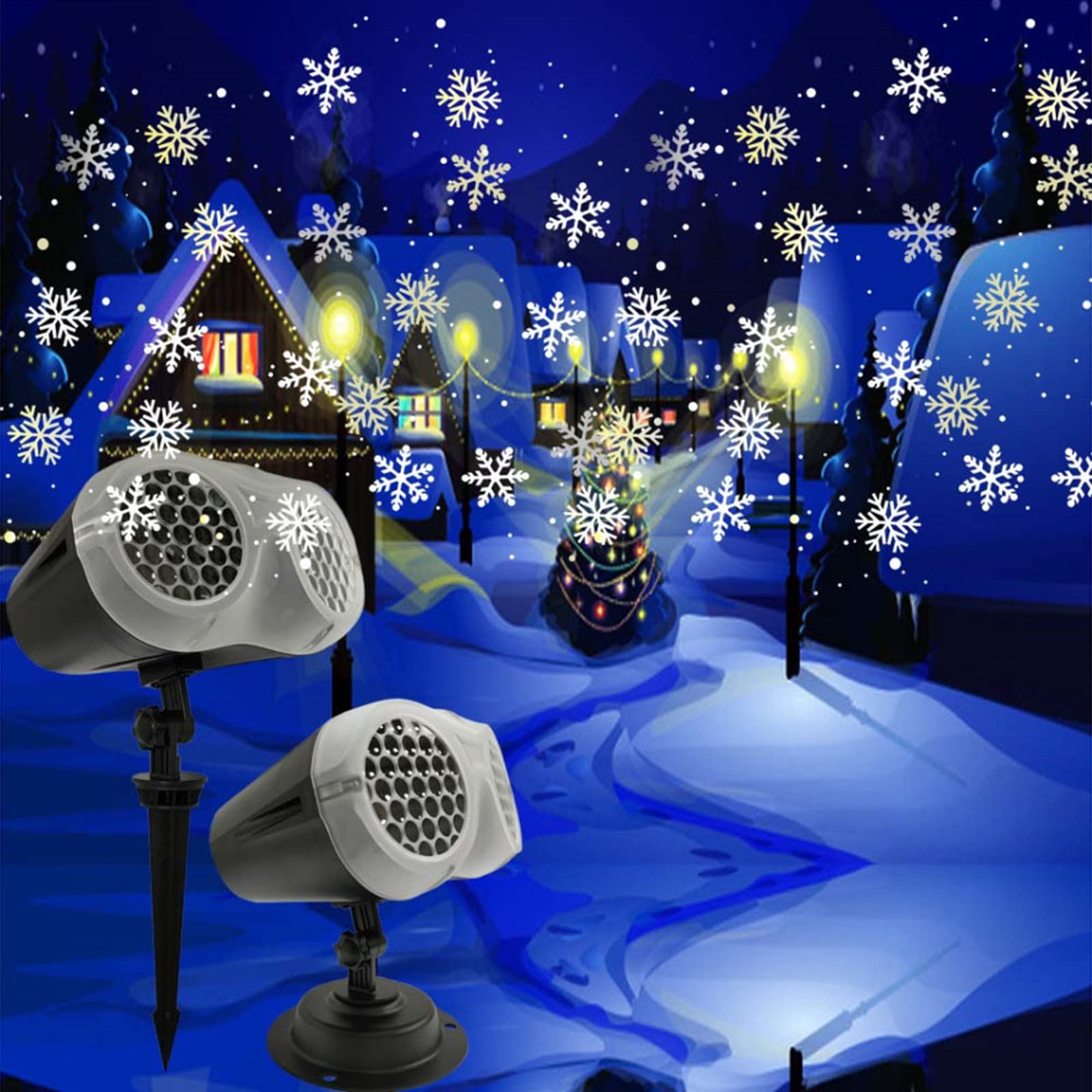 Upgraded Snowflake Projector Lights with Snowfall Light Show - Waterproof Indoor & Outdoor Christmas, Valentine's Day, Party & Wedding Decorations - Perfect for Holiday Displays, Romantic Ambiance & Special Events