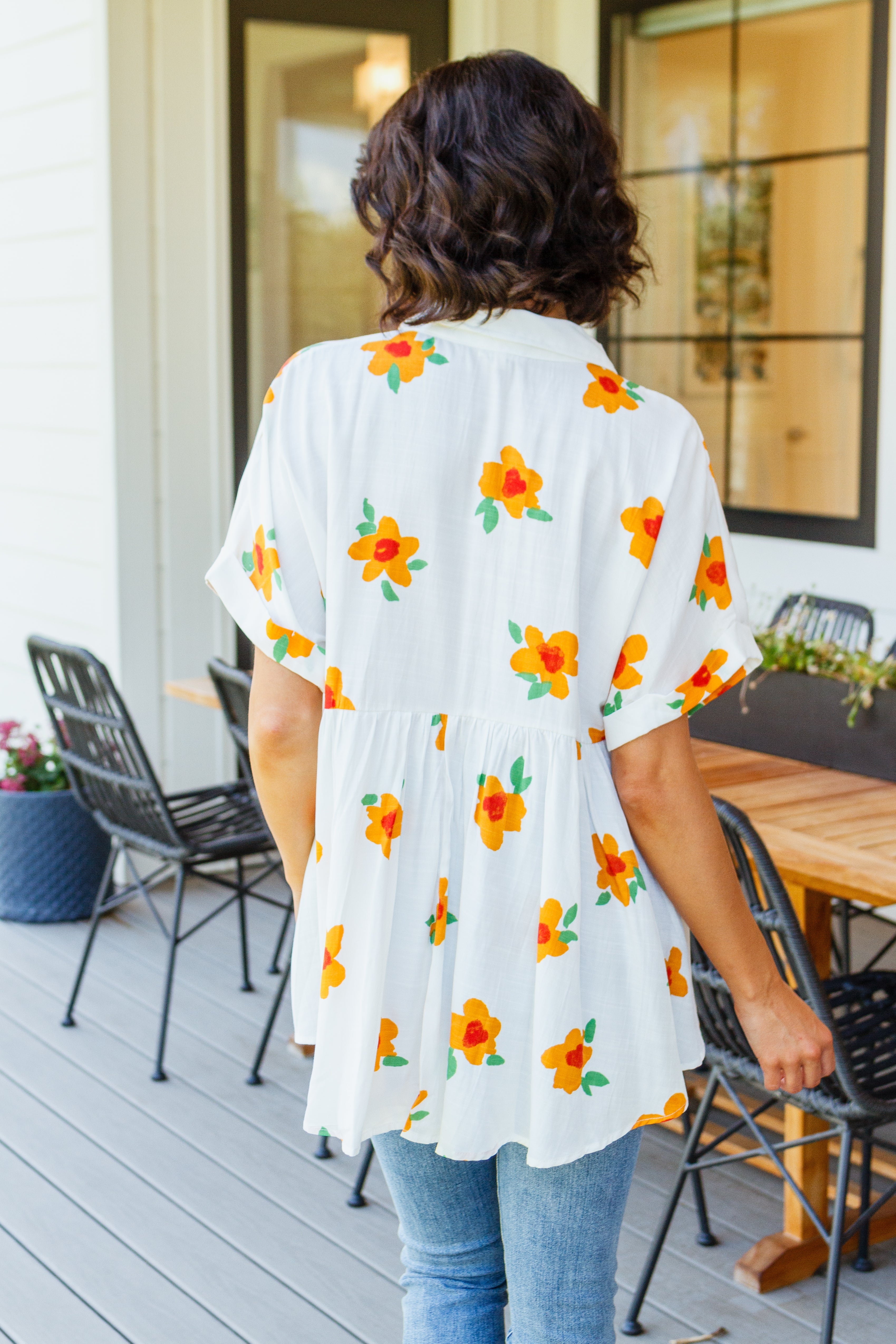 Blissed Out Button Up Babydoll Tunic - Women's Flowy Casual Top for Summer | Perfect for Beach, Date Night & Boho Outfits