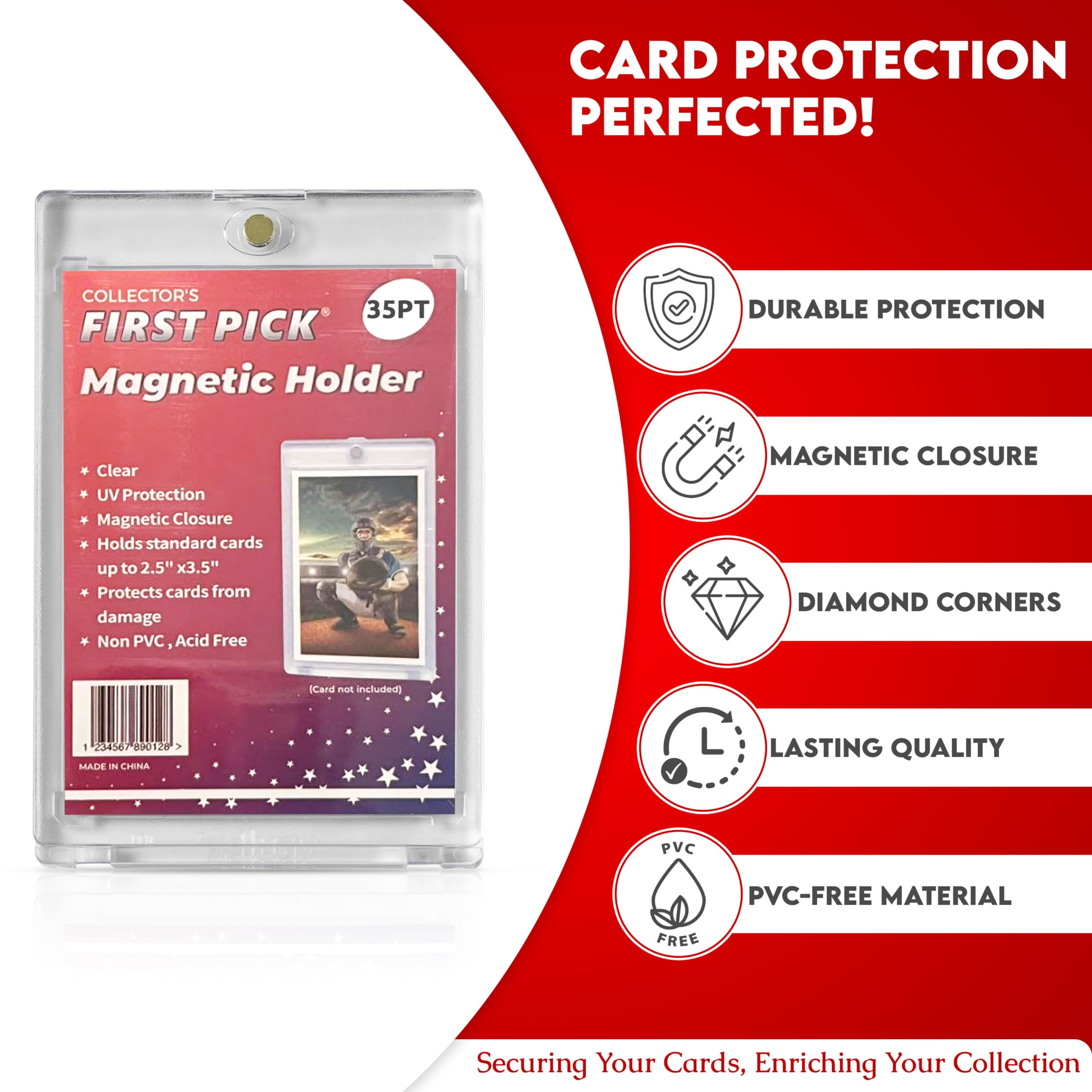 25-Pack Premium One Touch Magnetic Card Holder - UV Protection, Ultra Clear Pro Design - Trading Card Protector Case for Sports Cards, Collectibles & Gaming Cards - Perfect for Display, Storage & Trading