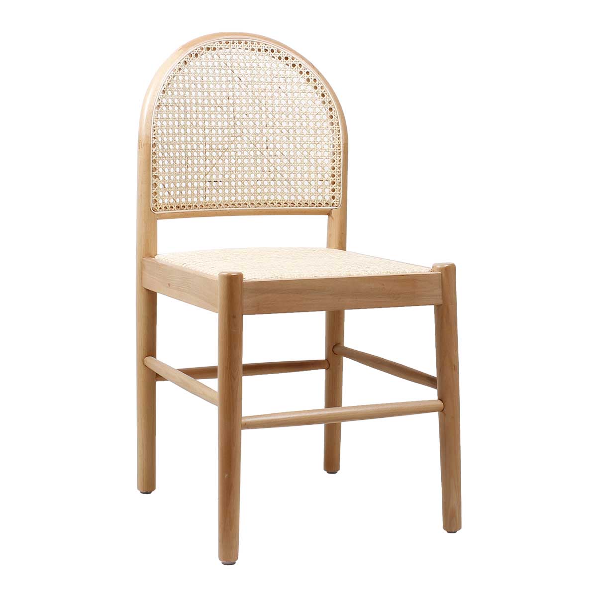 Capri Rattan Arch Dining Chair - Natural Wicker Dining Chair with Cushion, Indoor/Outdoor Use - Perfect for Patio, Garden, Dining Room & Kitchen Decor