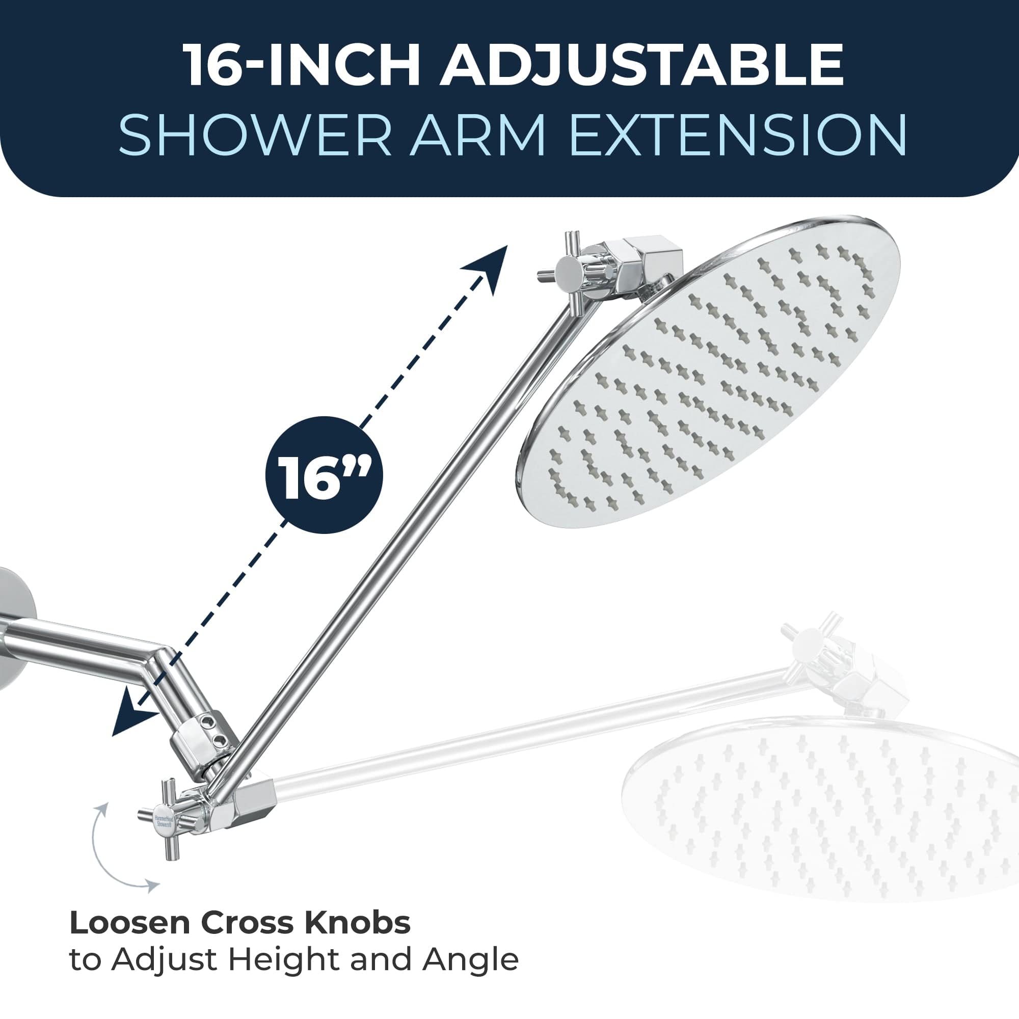 All Metal Adjustable Shower Arm Extension - Extendable Shower Pipe for Height Adjustment, Perfect for Bathroom Renovation & Comfortable Showering Experience