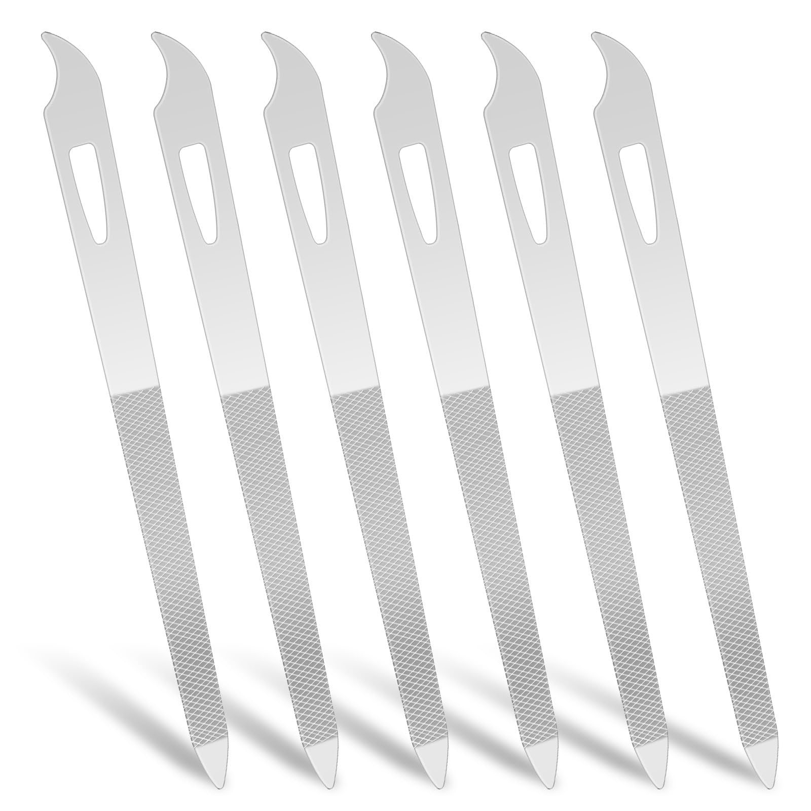 6-Piece Stainless Steel Nail File Set with Diamond Buffer & Cleaner Tip - 5.5