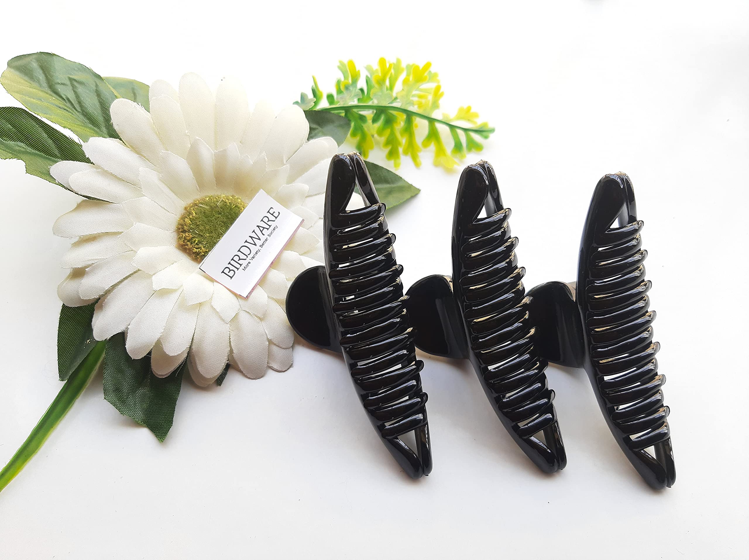 BIRDWARE Large Acrylic Butterfly Hair Clips for Women - 3 Pack Black Hair Accessories | Elegant Hair Clutchers for Parties, Weddings & Everyday Styling