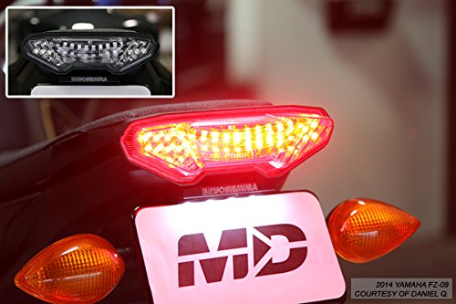 Sequential LED Tail Lights Clear Lens for 2014-2016 Yamaha FZ-09, 2015-2017 FJ-09 & 2019-2020 Tracer 900 - High Visibility Motorcycle Safety Lights for Night Riding & Custom Builds