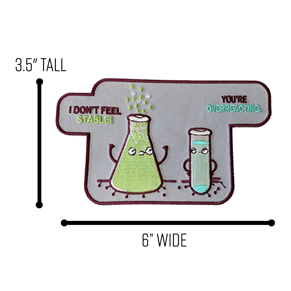 Funny Chemistry Beaker Iron On Patch - Science Humor Novelty Applique for Lab Coats, Backpacks & DIY Crafts