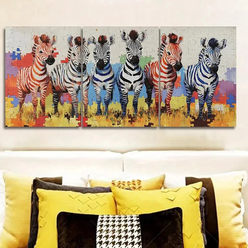3-Piece Adorable Baby Zebra Wall Art Set - Framed Canvas Prints 40x60cm - High Quality Australian Made Wall Decor for Nursery, Kids Room & Living Room - Ready to Hang