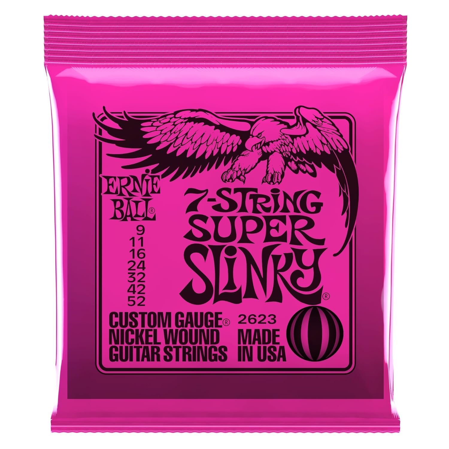 Ernie Ball 7-String Super Slinky Nickel Wound Electric Guitar Strings, 9-52 Gauge (P02623) - Perfect for Rock, Metal & Extended Range Playing - Studio & Live Performance Ready