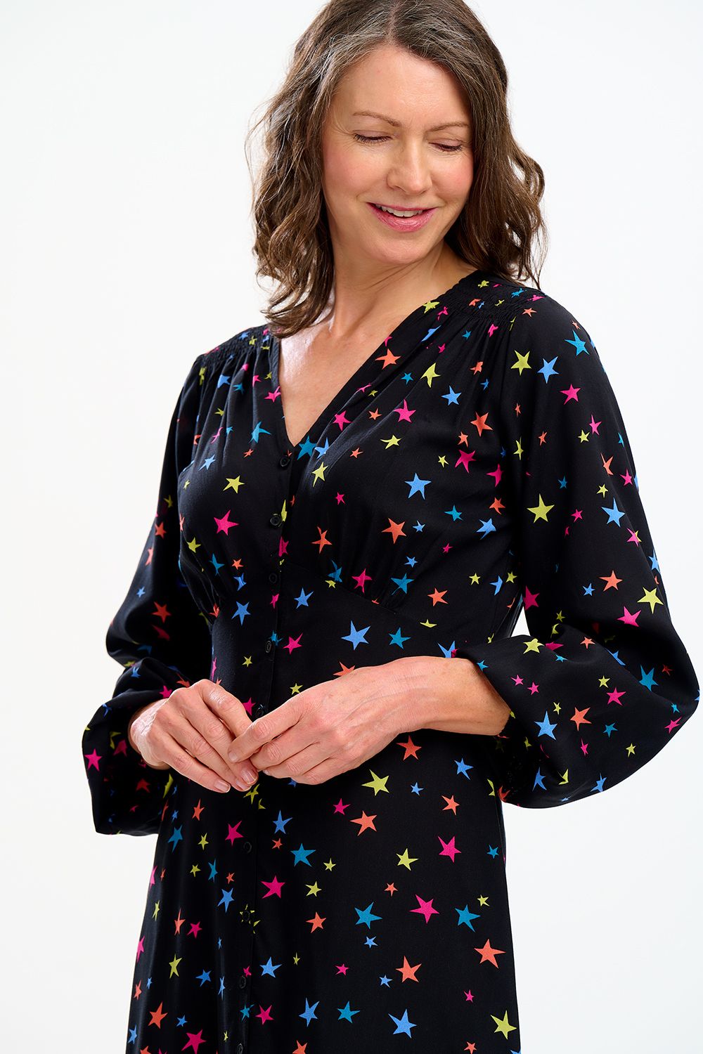 BELLATRIX MAXI TEA DRESS in Black - Elegant Flowy Midi Dress for Women | Perfect for Tea Parties, Garden Weddings & Summer Occasions