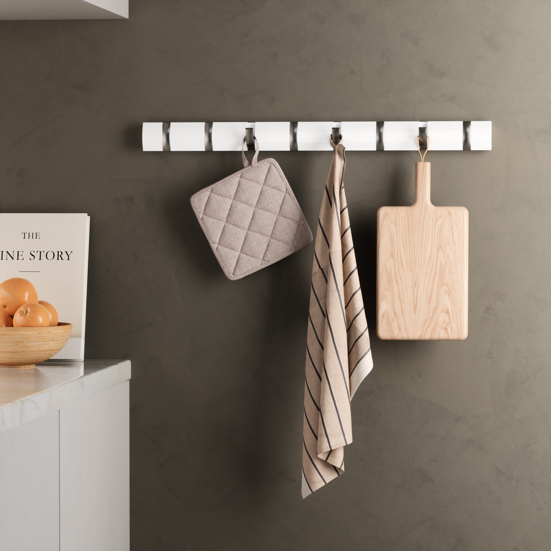 Flip 8 Wall Hook - Heavy Duty Wall Mount Hooks for Hanging Coats, Hats & Bags - Space Saving Home Organization Solution for Entryway, Bedroom & Closet