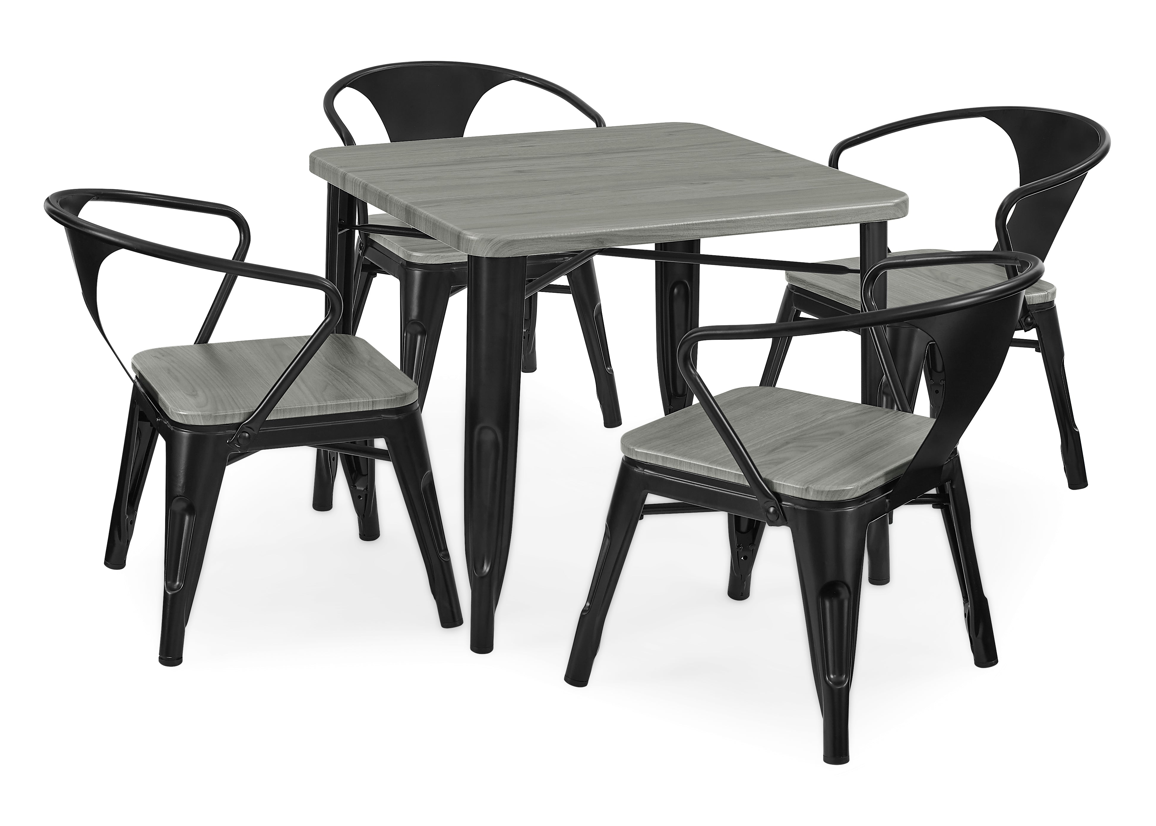 Modern Bistro Table and 4 Chairs Set - Outdoor/Indoor Patio Dining Furniture for Garden, Balcony, and Small Spaces