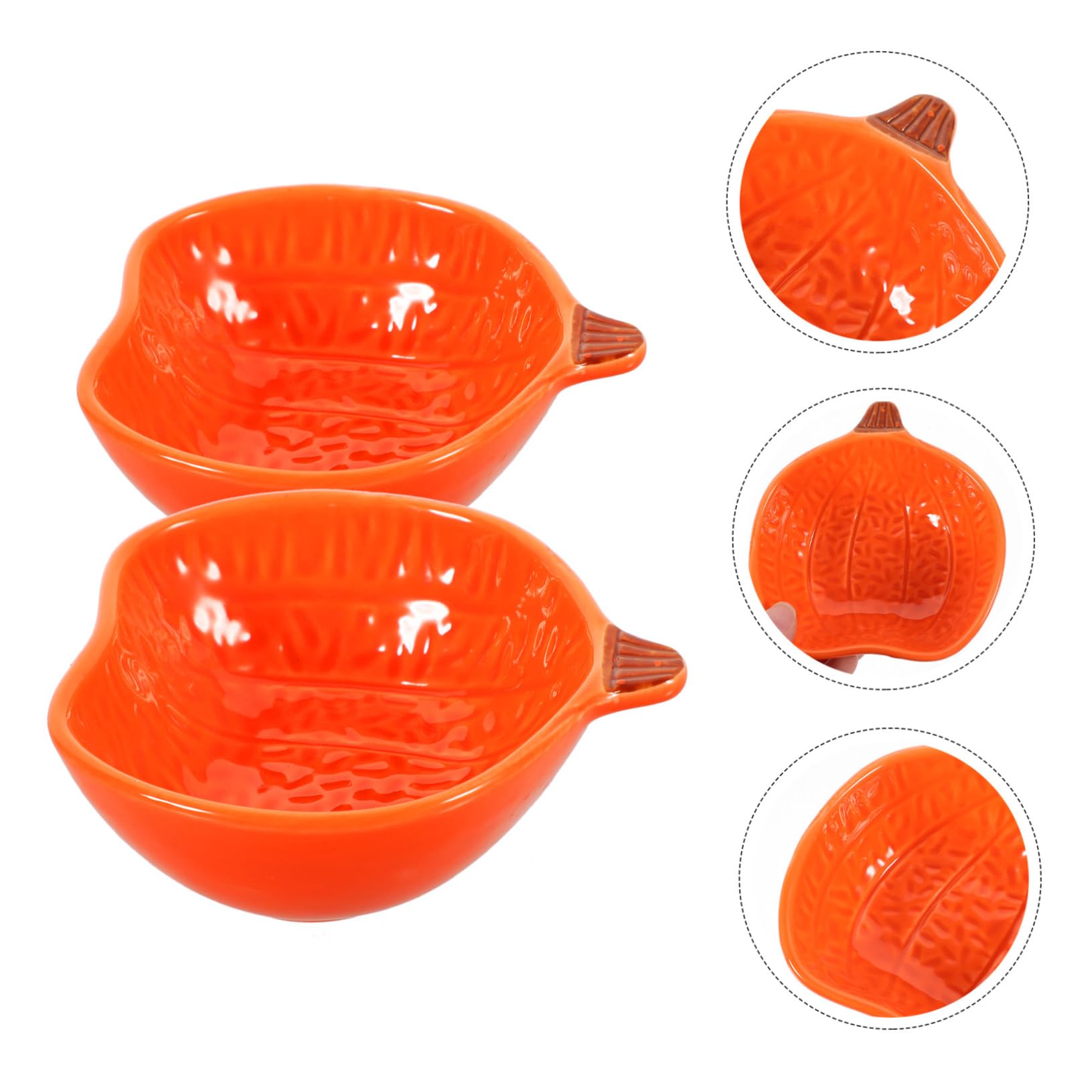 Premium 2-Piece Ceramic Vinegar Bowls Set - Charcuterie Board Accessories, Unique Soy Sauce Dishes & Seasoning Bowls for Charcuterie, Cheese & Charcuterie Platters (Pumpkin Design) - Perfect for Entertaining, Dinner Parties & Gourmet Food Presentation