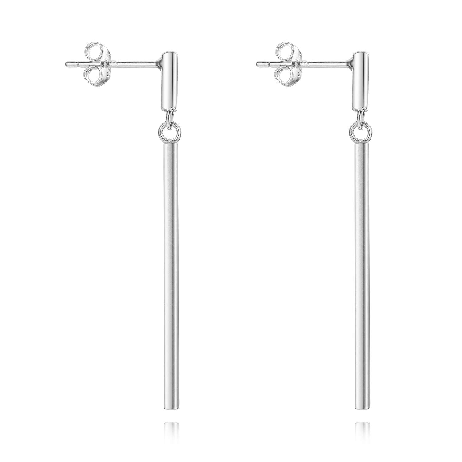 925 Sterling Silver Vertical Bar Dangle Earrings for Women - Elegant Long Drop Bar Earrings for Everyday Wear, Parties & Special Occasions