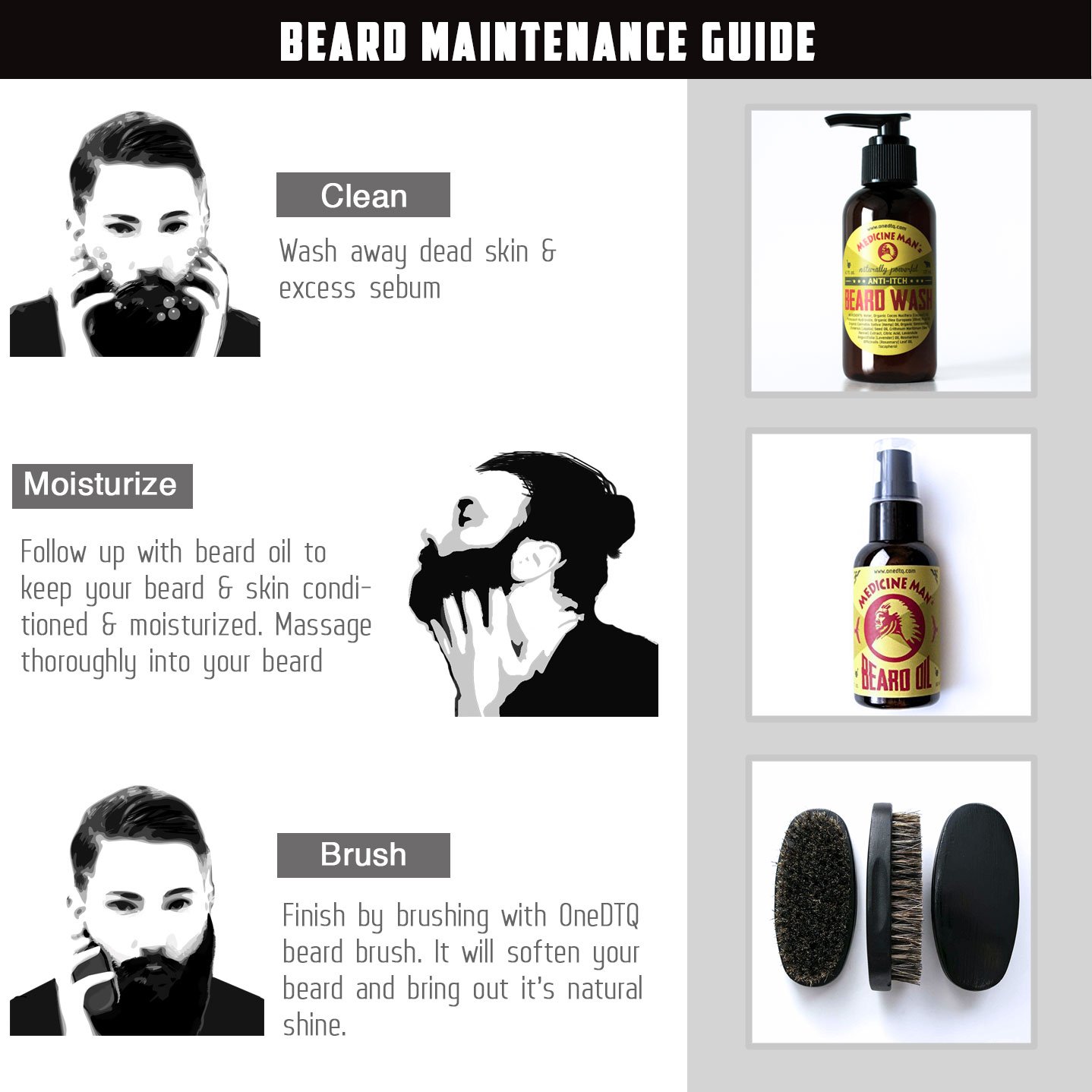 OneDTQ Medicine Man's Itchy Beard Wash 4.7 FL OZ - Soothing & Hydrating Beard Shampoo for Men - Relieves Dryness & Irritation - Perfect for Daily Beard Care & Grooming Routine