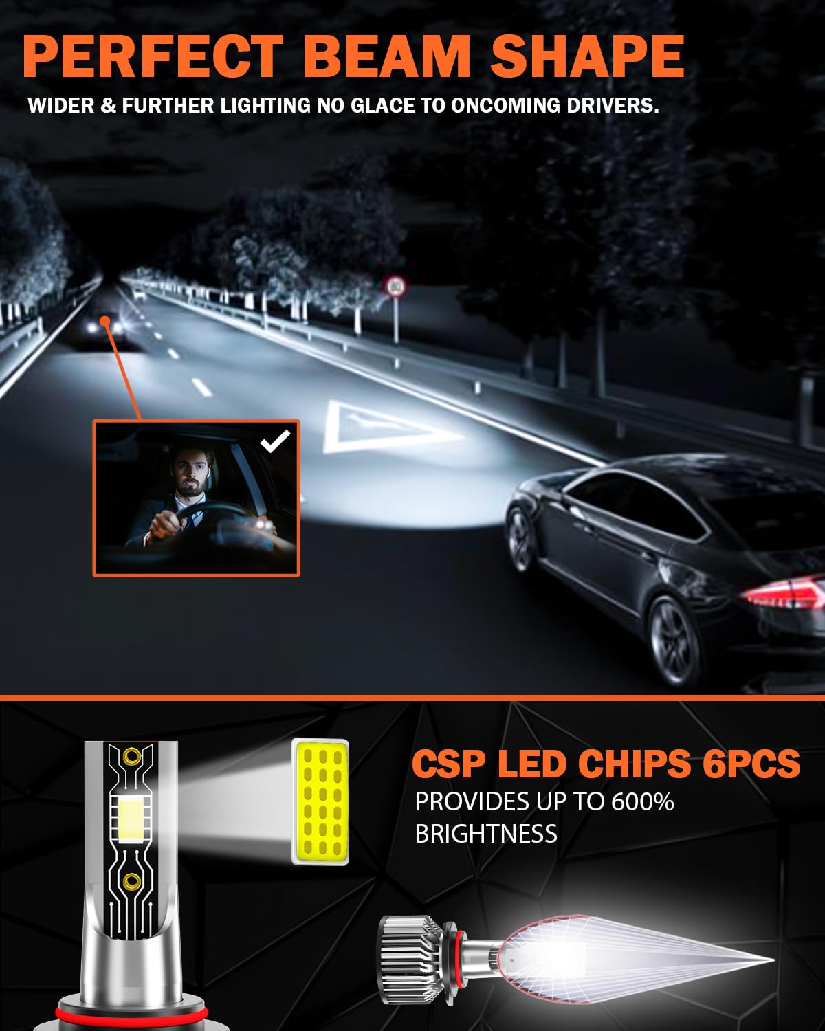 2007-2014 Honda CRV LED Headlight Bulbs 9003/H4 + H11 Fog Lights - 40000LM 600% Brighter 6500K White - Plug & Play Direct Replacement (Pack of 4) - Perfect for Night Driving & Off-Road Adventures