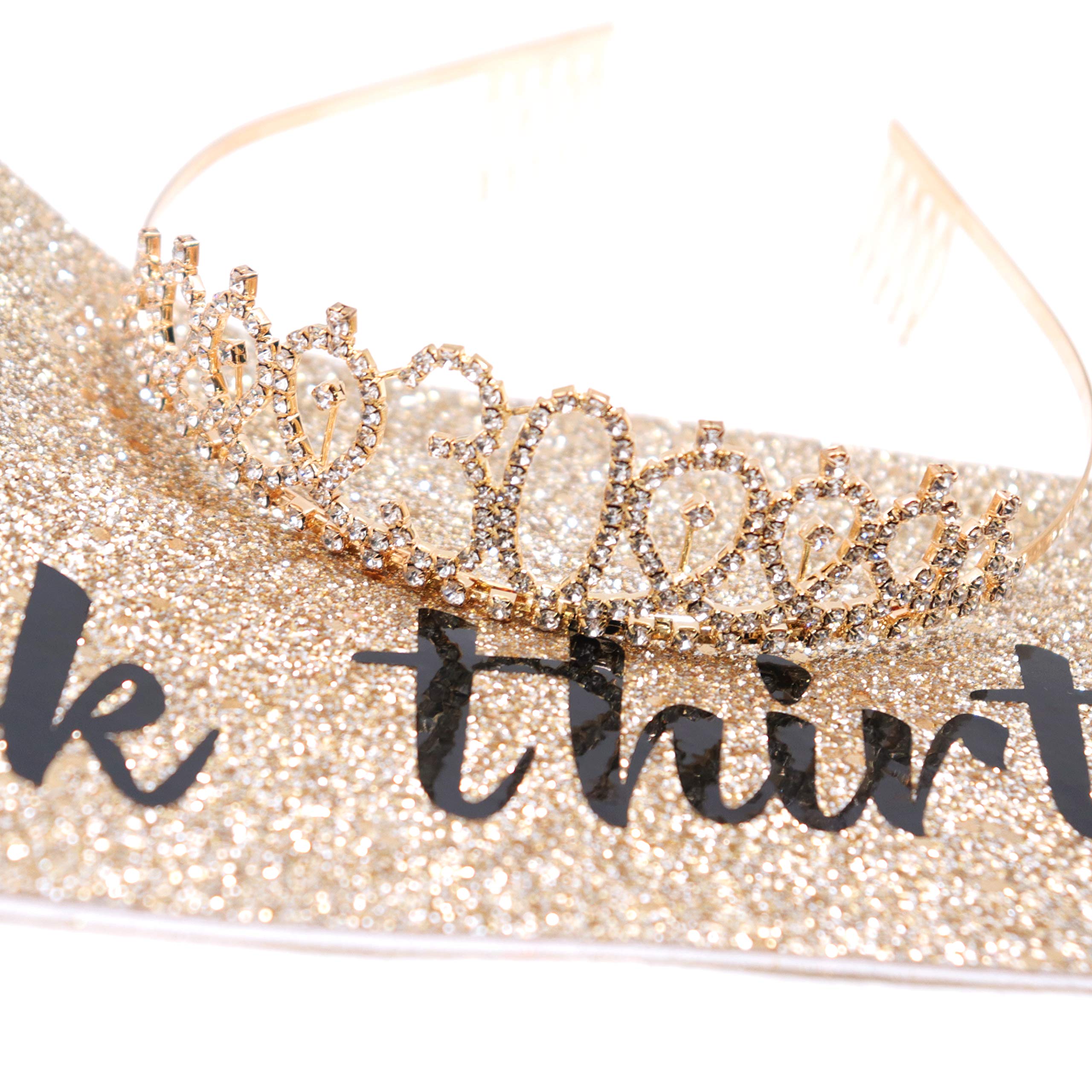 30th Birthday Sash & Rhinestone Tiara Set - Glamorous Women's Birthday Party Accessories for 30th Birthday Celebrations, Bachelorette Parties & Special Occasions