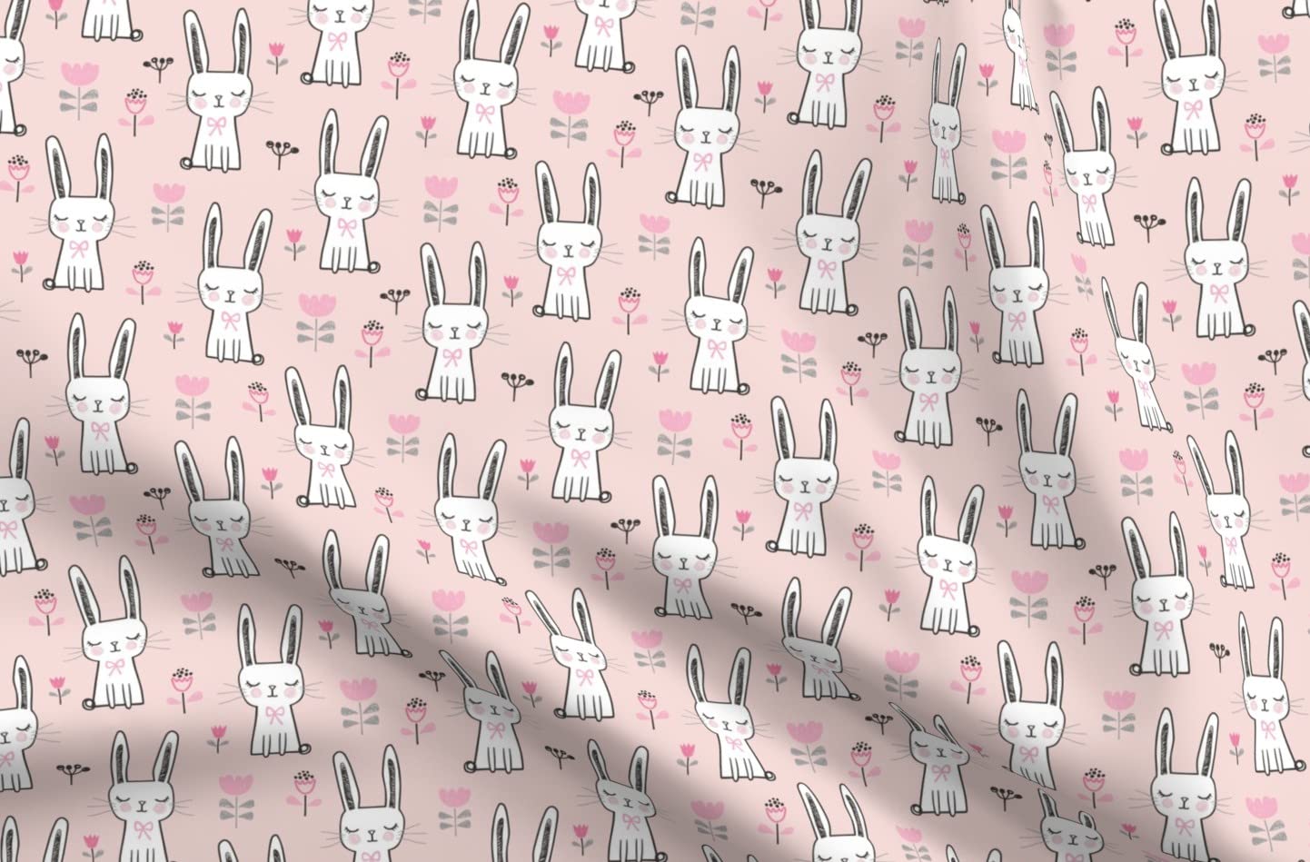 Dreamy Bunny Rabbit Pink Pets Spring Easter Bunnies Printed Cotton Fabric by The Yard - Perfect for Sewing, Quilting, Apparel, Crafts & Home Decor | Easter Decorations, DIY Projects, Baby Clothing