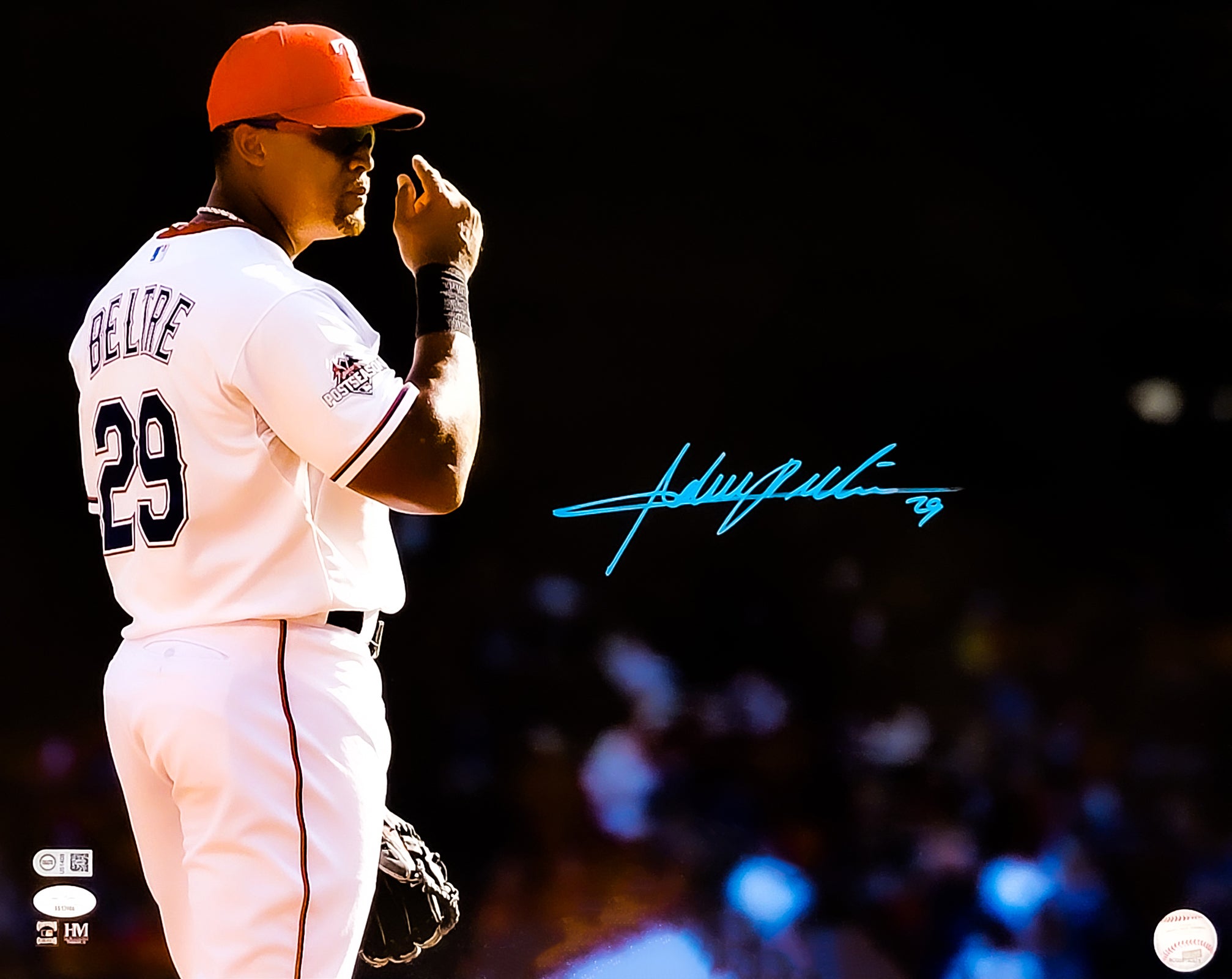Adrian Beltre Autographed 16x20 Photo - Texas Rangers 2015 Postseason Memorabilia - JSA Certified #211896 - Perfect for Sports Collectors, Rangers Fans & Baseball Memorabilia Displays