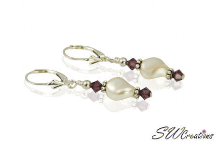 Elegant Cream Pearl Twist Crystal Earrings for Women - Vintage Dangle Drop Earrings for Wedding, Party & Special Occasions