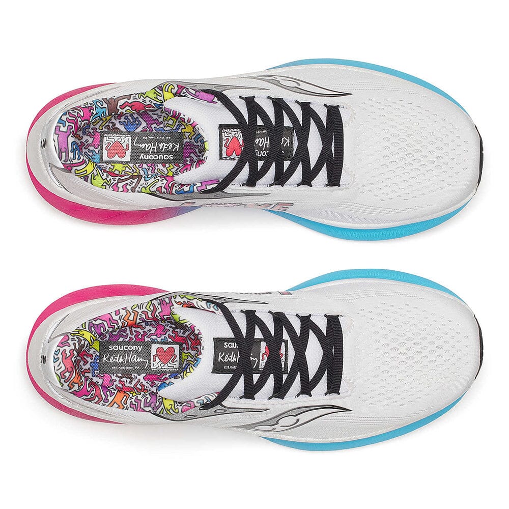 Saucony Women's Ride 18 Running Shoes - Keith Haring Love Capsule Collection | Lightweight Cushioned Sneakers for Women | Perfect for Jogging, Gym Workouts & Casual Wear