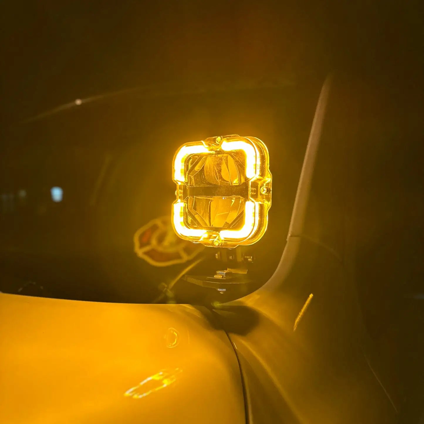 LOYO 90W 4 Inch LED Pods - APEX Series Off Road Driving Light with High/Low Beam & Amber DRL | Waterproof LED Light Bar for Trucks, Jeeps, ATVs, UTVs | Perfect for Night Off-Roading, Camping & Emergency Lighting