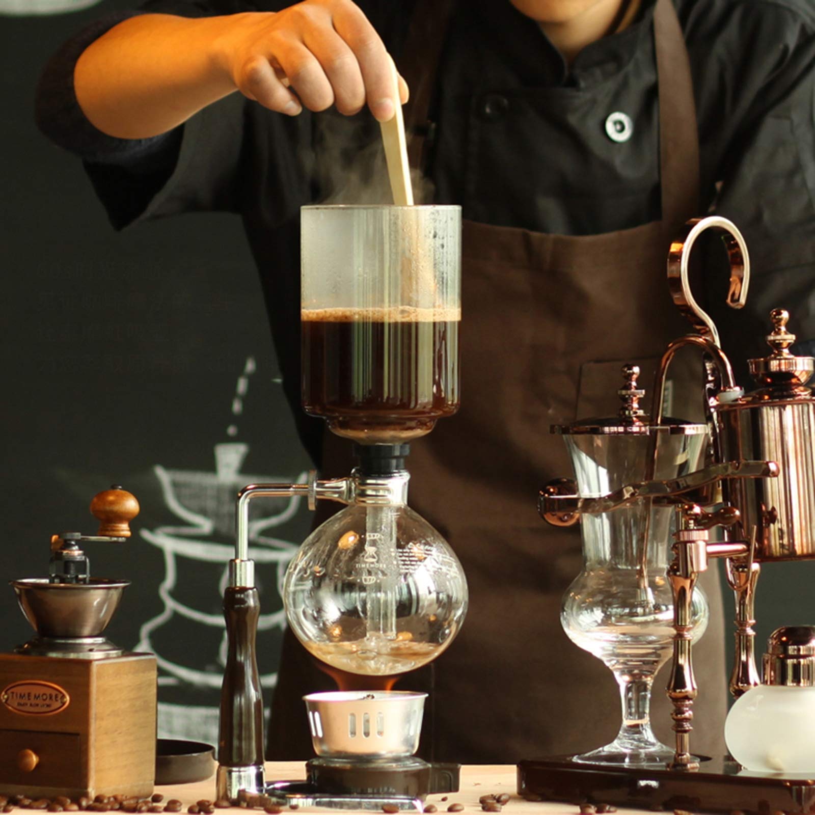 Premium Syphon Vacuum Coffee Maker - 3-5 Cup Handcrafted Glass Coffee Brewer with Heat-Resistant Borosilicate Glass - Perfect for Home Brewing, Specialty Coffee Shops & Gift Giving