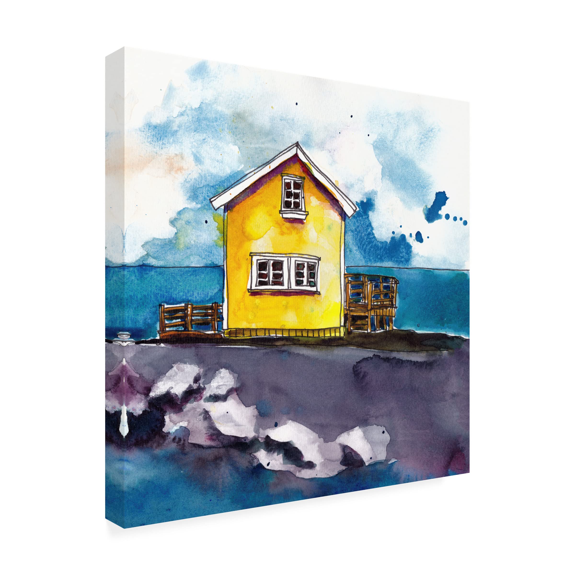Paul McCreery 'Cabin Scape I' Framed Canvas Wall Art - Handmade Landscape Painting for Living Room, Bedroom & Office Decor