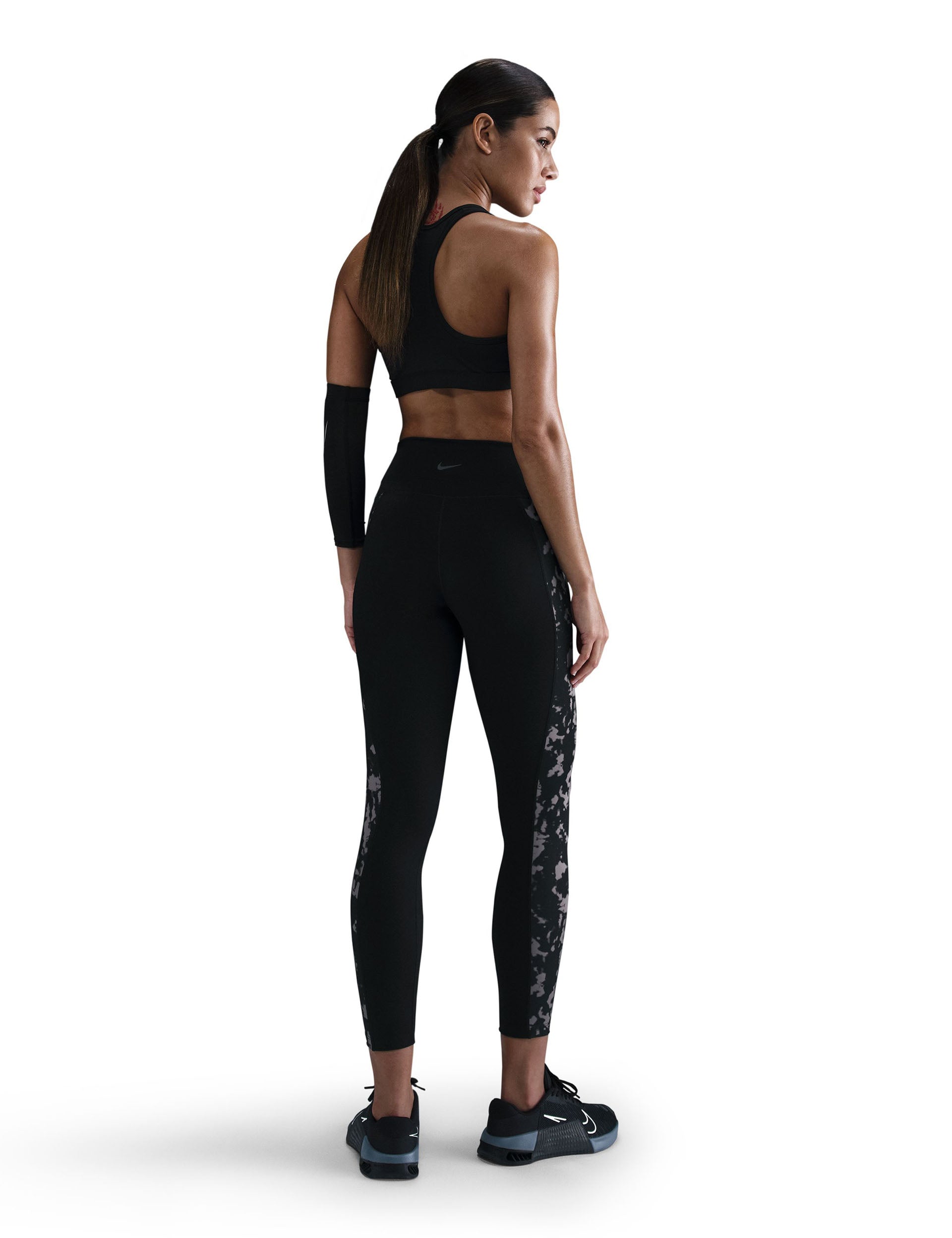 High Waisted 7/8 Printed Leggings for Women - Black | Comfortable & Stylish Workout Pants for Yoga, Running & Gym