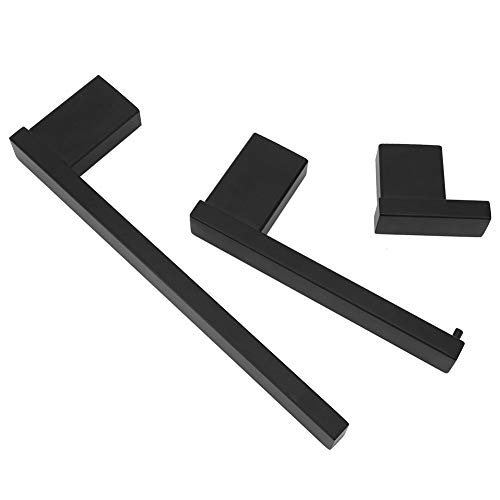 Stainless Steel 3-Piece Towel Holder Set - Wall-Mounted Bathroom & Kitchen Towel Rail, Toilet Paper Holder & Hook - Rustproof Bathroom Accessories for Home, Office (Black) | Perfect for Bathroom Organization & Kitchen Decor