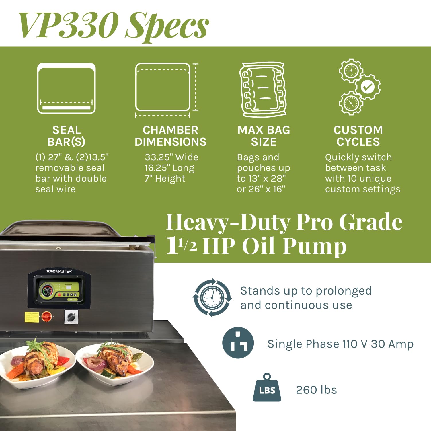 VacMaster VP330 Commercial Chamber Vacuum Sealer for Food Preservation - Perfect for Restaurants, Butcher Shops & Home Meal Prep