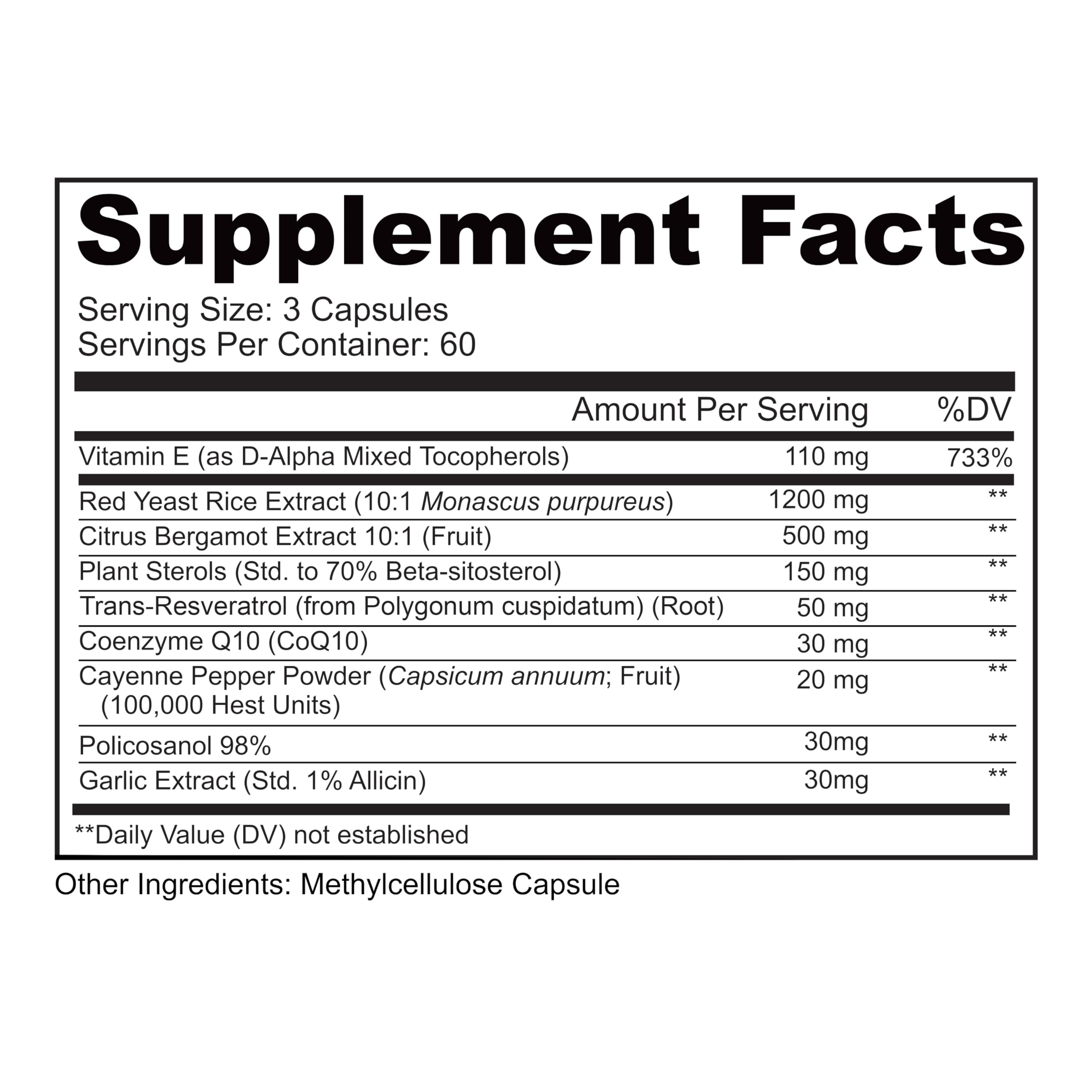 LIVELY VITAMIN CO. Cholesterol Support Supplement - Natural Statin-Free Formula with Red Yeast Rice, Bergamot, Resveratrol & CoQ10 - Promotes Heart & Circulatory Health - 180 Vegan Capsules - Gluten, Dairy & Soy Free - Perfect for Heart Health Maintenance & Cardiovascular Support