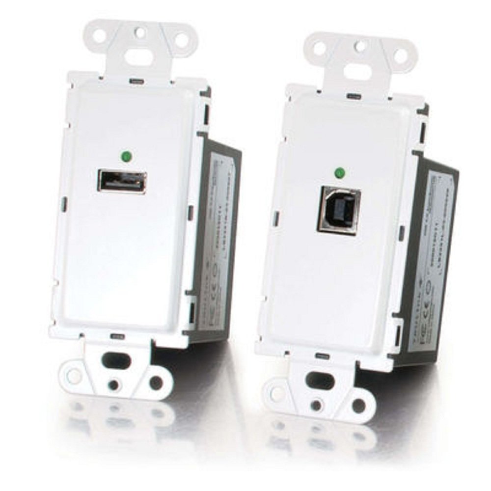 C2G 53877 TruLink USB 2.0 Extender Over Cat5 Wall Plate Kit - Superbooster for Long Distance Connections - Perfect for Home Office, Gaming Setup & AV Installations