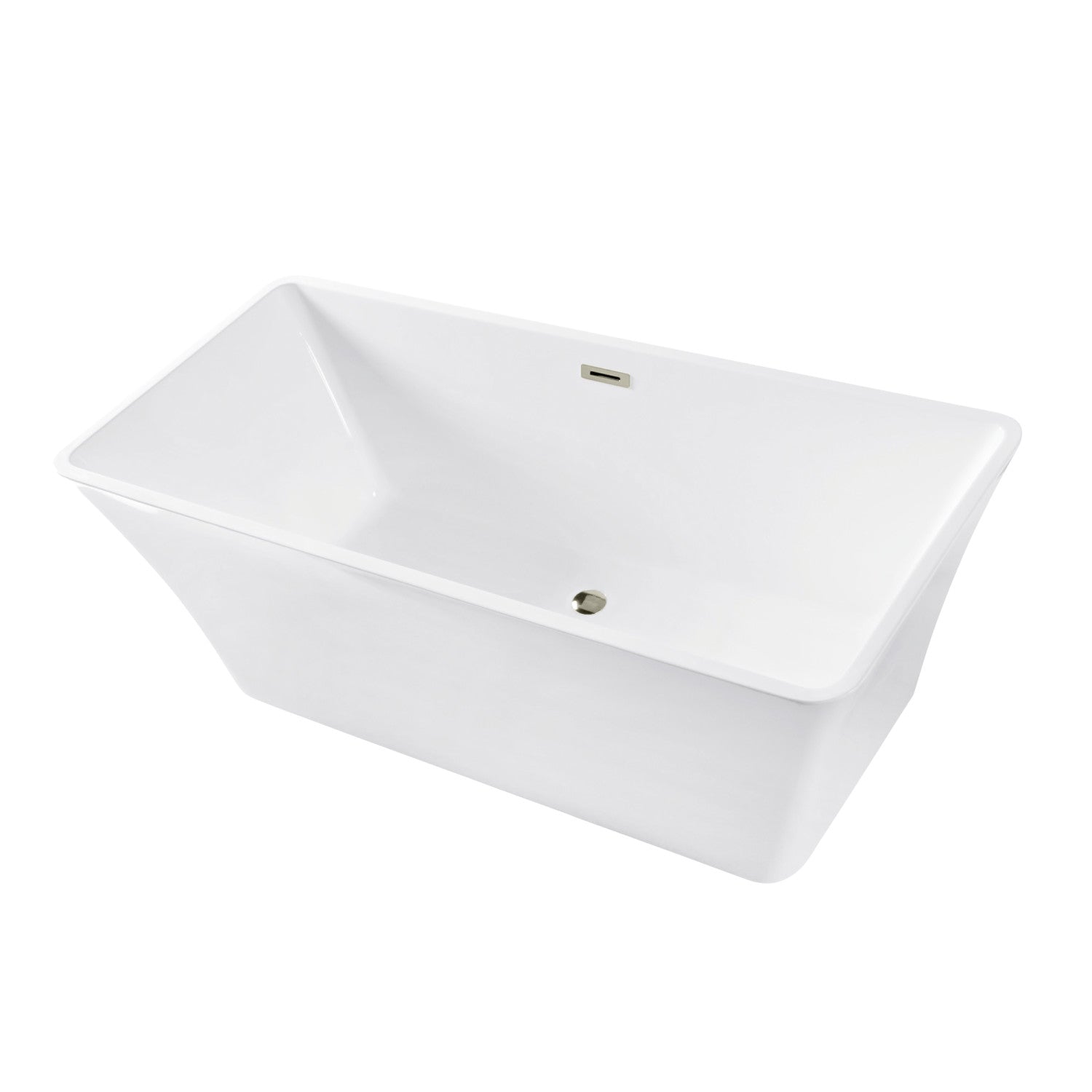 Aqua Eden 67 Inch Acrylic Freestanding Bathtub - Double Ended Rectangular Soaking Tub with Drain, Glossy White & Polished Nickel Finish | Perfect for Luxury Bathrooms & Spa Retreats