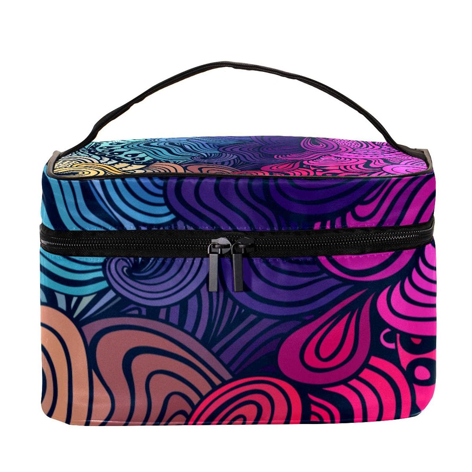Abstract Rainbow Floral Pattern Travel Makeup Bag - Large Cosmetic Organizer with Zipper for Women & Girls | Perfect for Travel, Gym & Daily Essentials Storage
