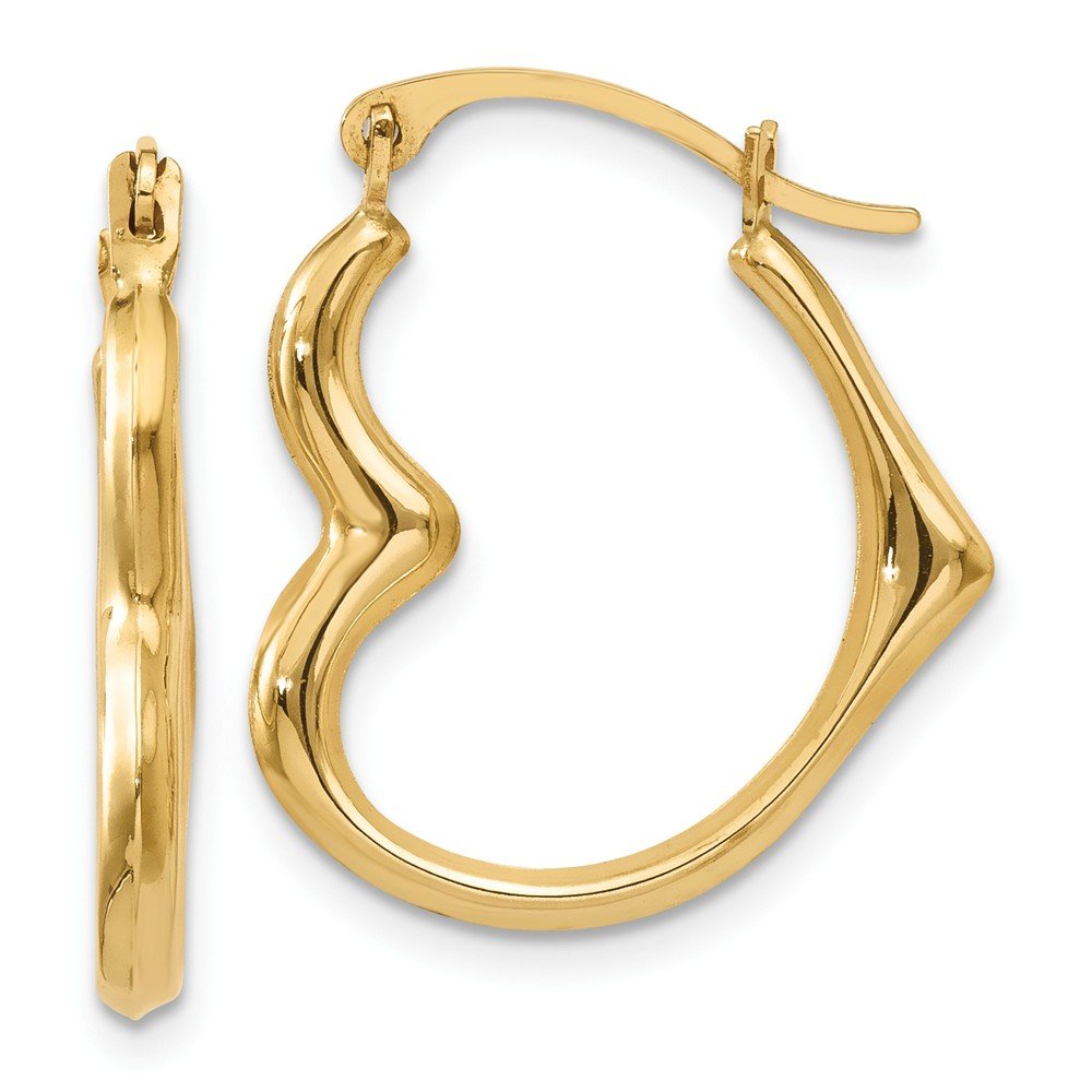 14K Yellow Gold Heart Hoop Earrings for Women - Dainty Valentine's Day Jewelry Gift - Perfect for Date Night, Anniversary & Special Occasions