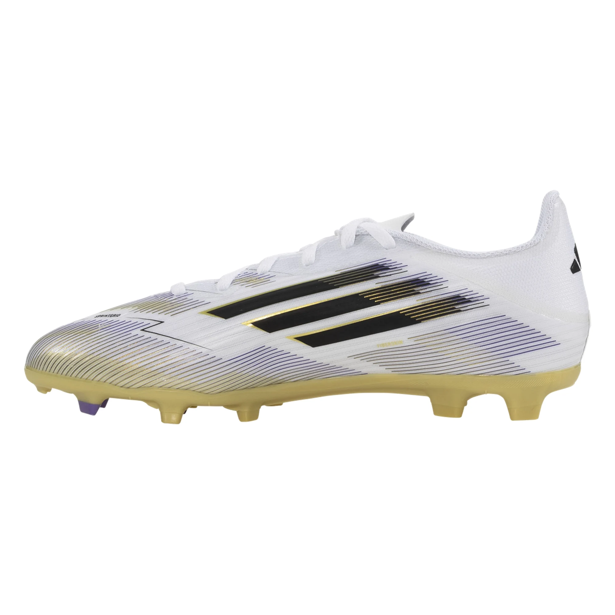 adidas F50 League Firm Ground Multi Ground Junior Soccer Cleats for Boys & Girls - White/Black/Gold Metallic - Lightweight Football Shoes for Youth Training & Matches on Natural Grass & Artificial Turf