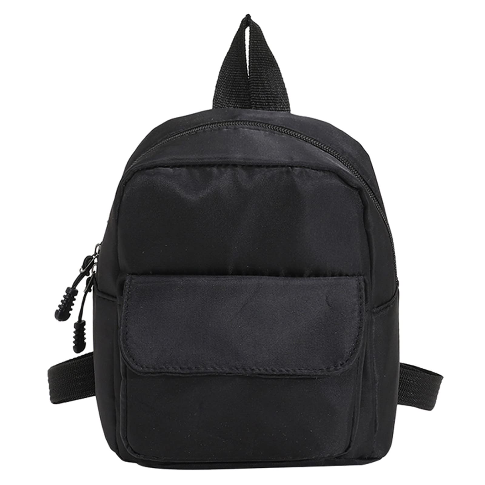 Stylish Nylon Backpack for Women & Girls - Solid Color Zipper School Bag with Clear Cat Design (Black, One Size) - Perfect for School, College, Travel & Daily Use